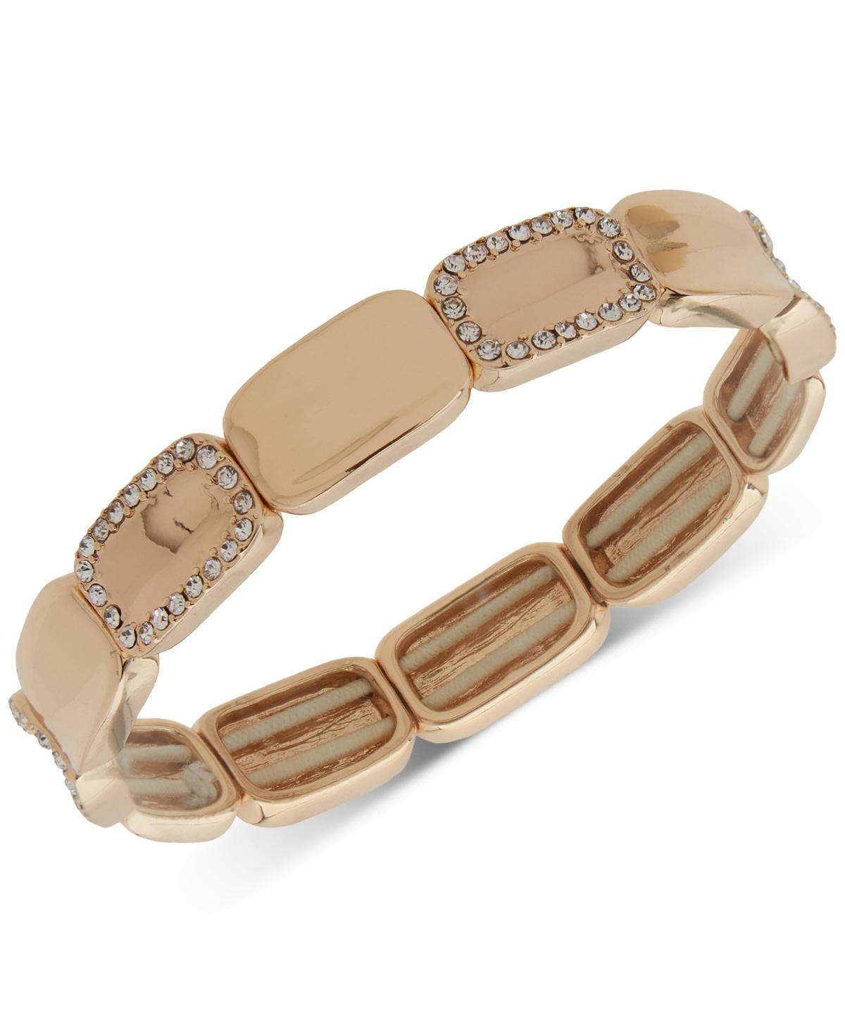 Nine West Bracciale Donna Elasticizzato Con Cerchio A Pave – Oro E Cristalli - 2