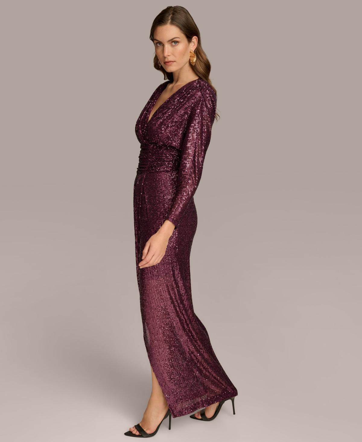 Donna Karan Donna Karan Sequin Long-sleeve Gown in Purple | Lyst