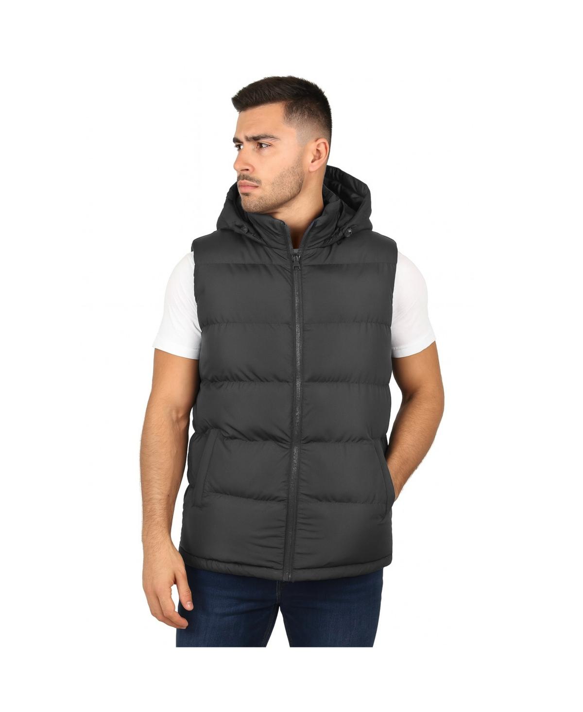 Spire By Galaxy Heavyweight Hooded Puffer Vest in Black for Men | Lyst