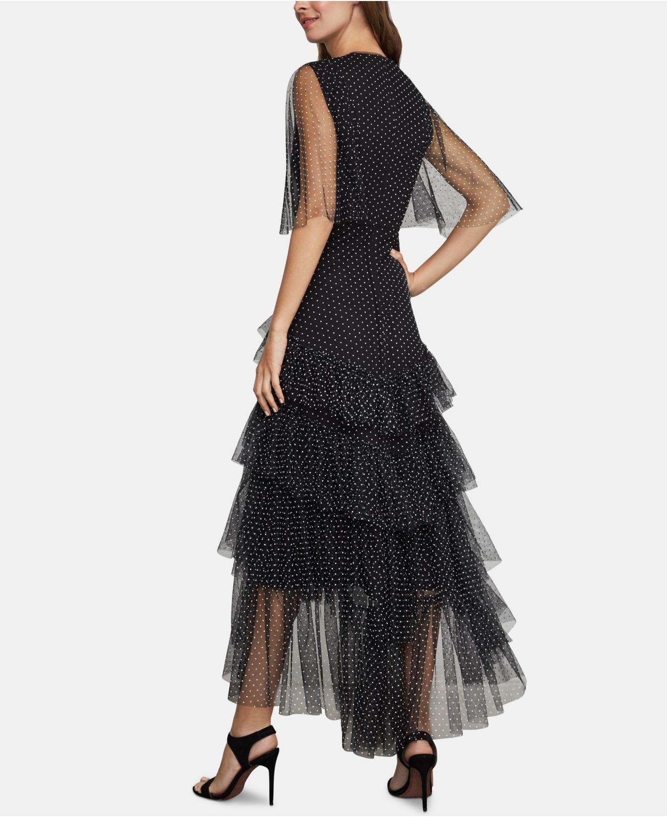 bcbgmaxazria strapless ruffled tulle gown