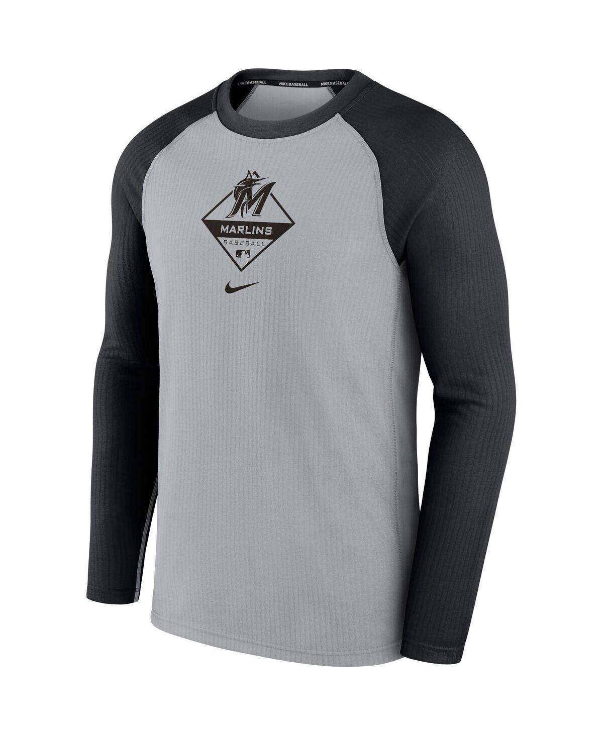 Nike Gray And Black Miami Marlins Game Authentic Collection Performance  Raglan Long Sleeve T-shirt for Men