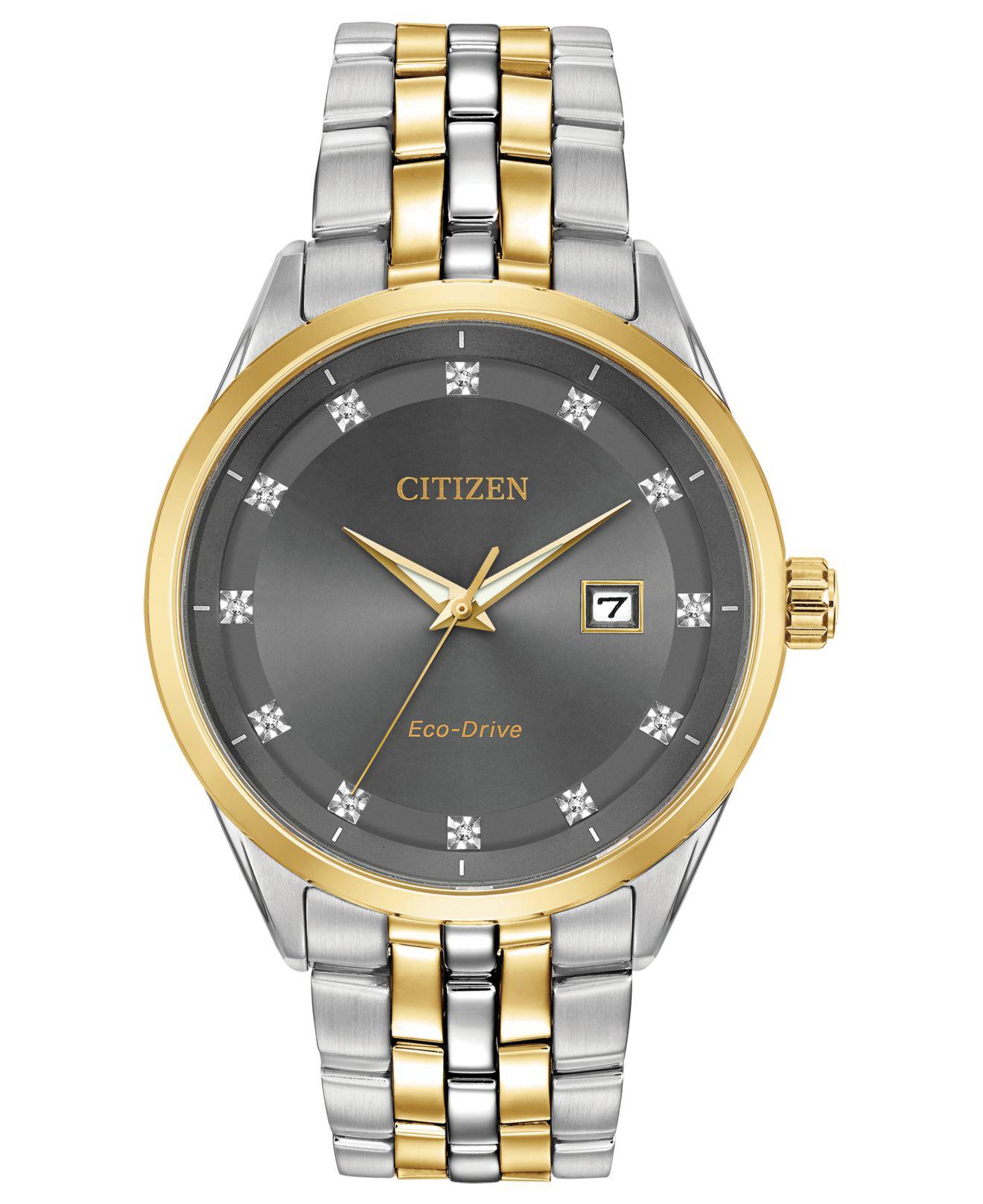 Citizen Men's Eco-drive Corso Diamond-accent Two-tone Stainless Steel Bracelet Watch 41mm in