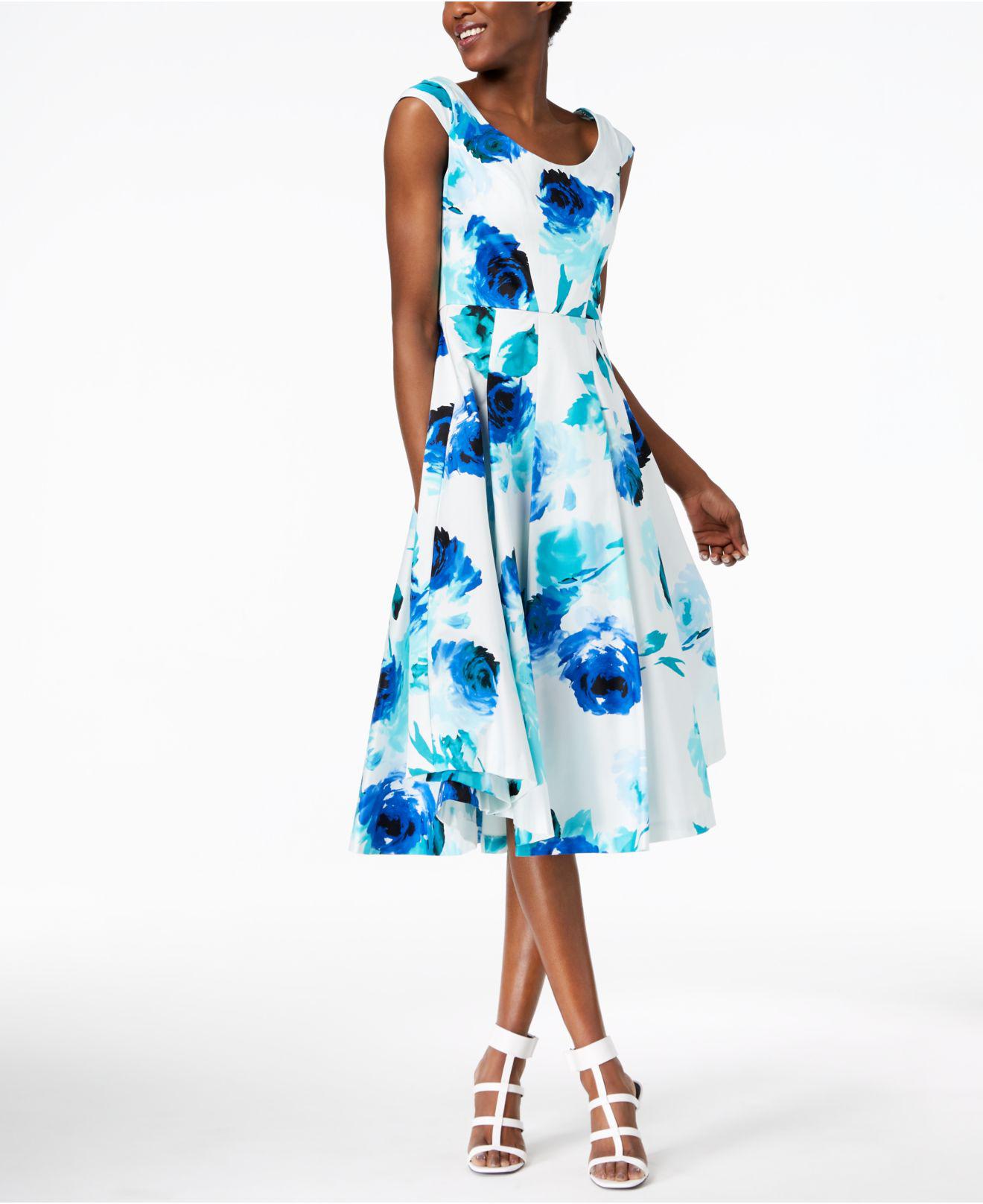 calvin klein floral print midi dress