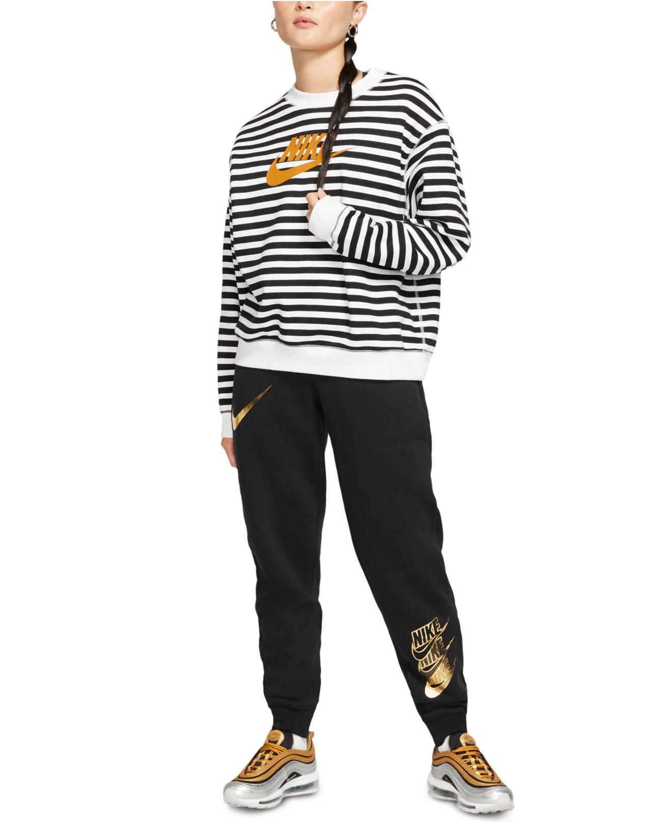 Nike Fleece Sportswear Shine Metallic Logo Sweatpants in Black/Gold (Black)  | Lyst