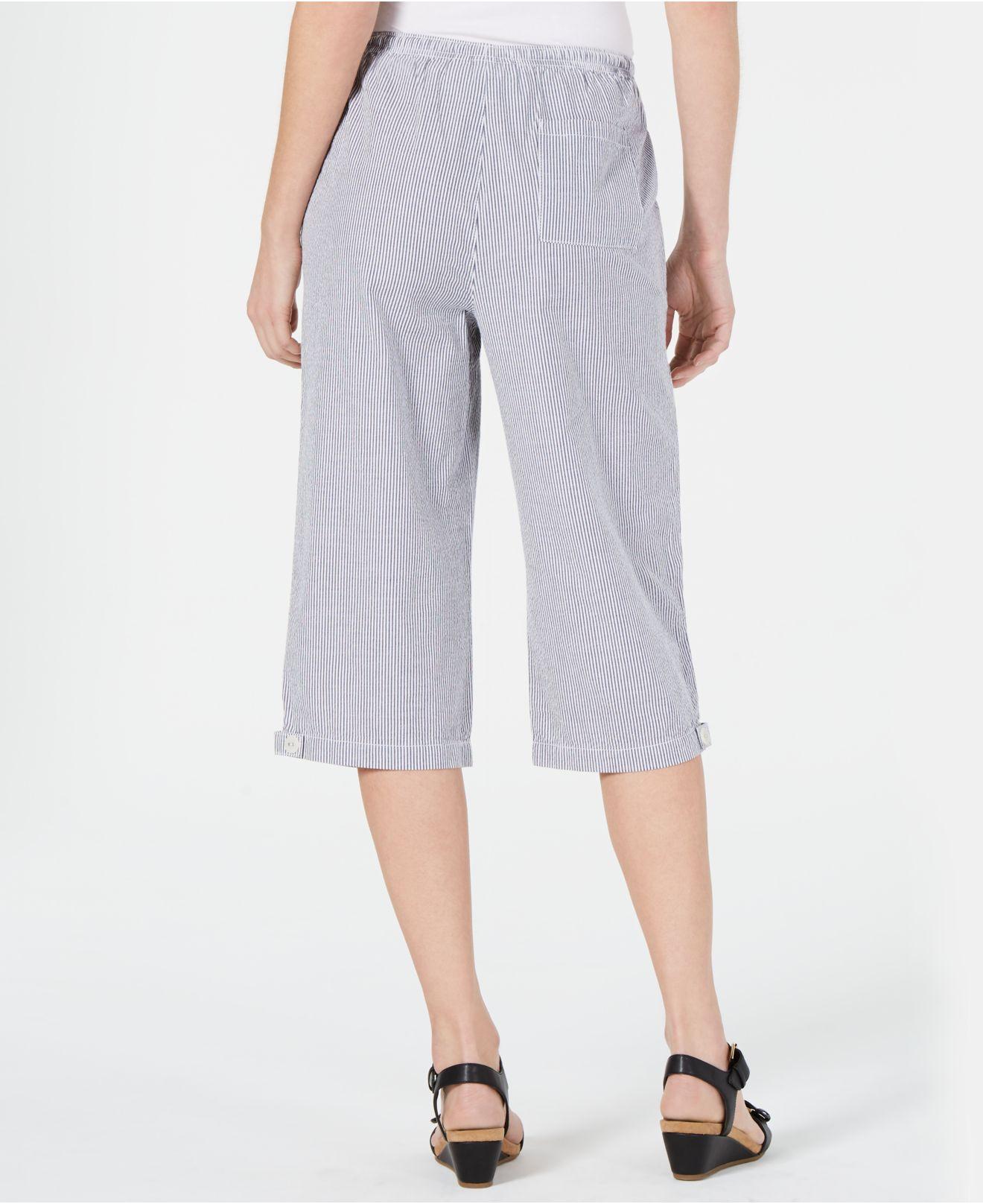 Karen Scott Petite Cotton Seersucker Capri Pants, Created For Macy's in