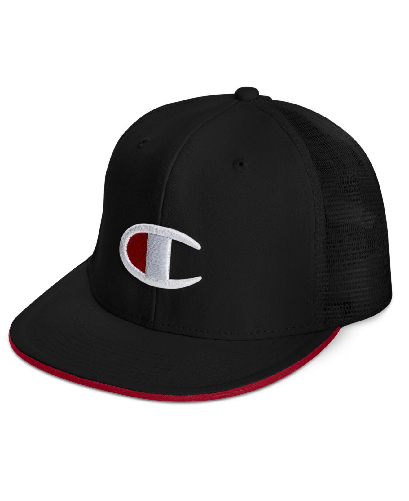 Champion Synthetic Men's Logo Snap-back Baseball Cap in Black for Men