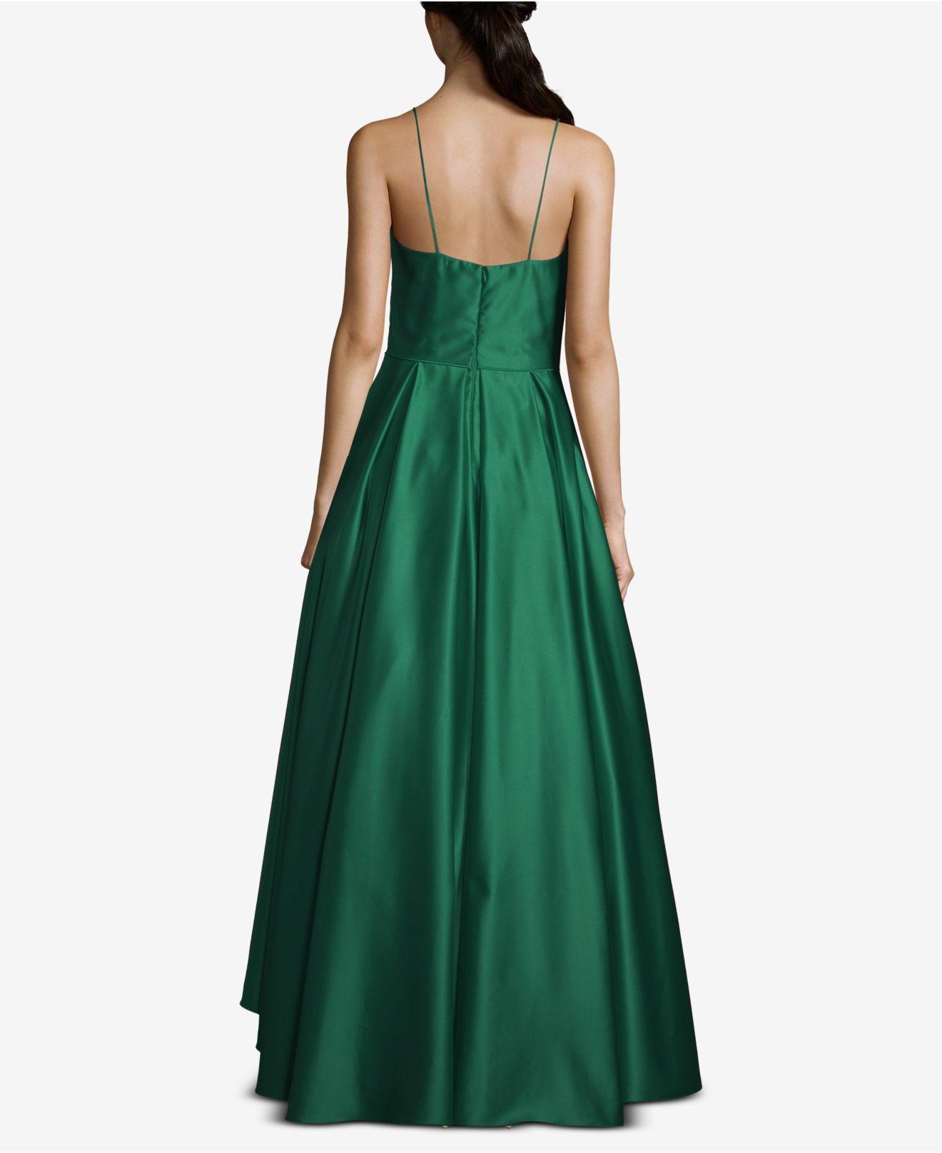 Betsy & Adam High-low Satin Gown in Green | Lyst