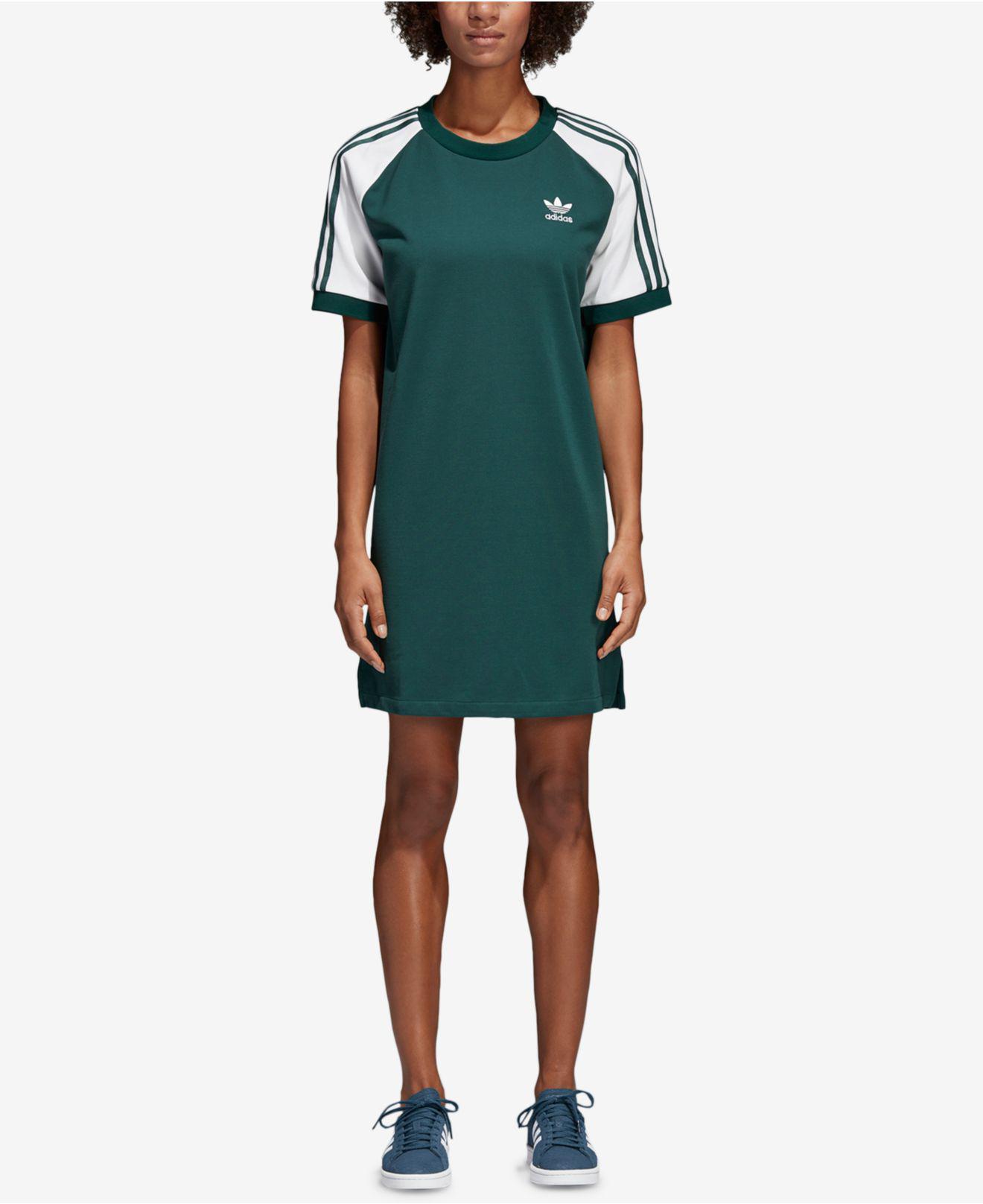 adidas Synthetic Originals Adicolor T-shirt Dress in Green | Lyst