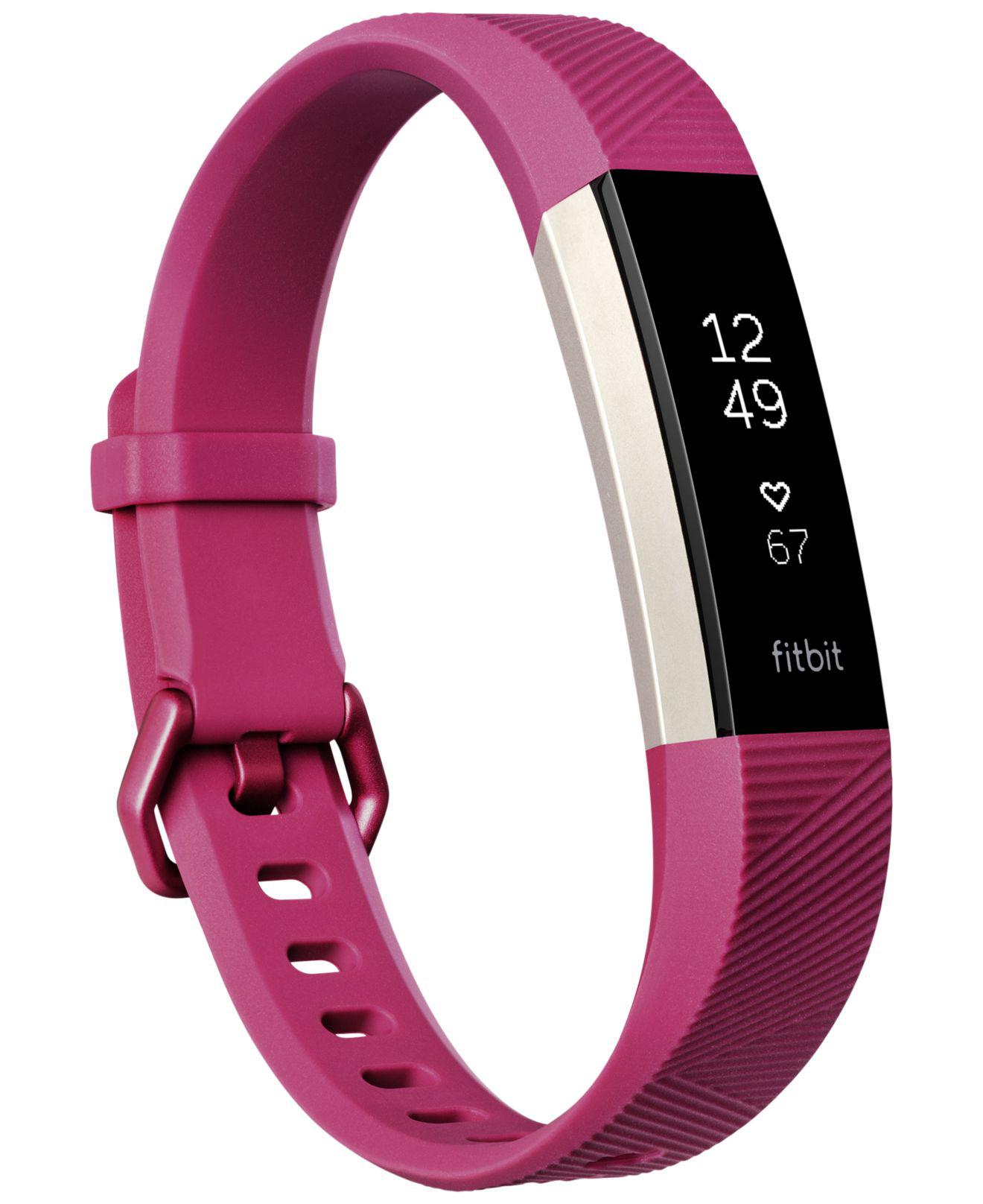 Fitbit Leather Women's Alta Hr Pink Wristband Smart Watch 16mm ...
