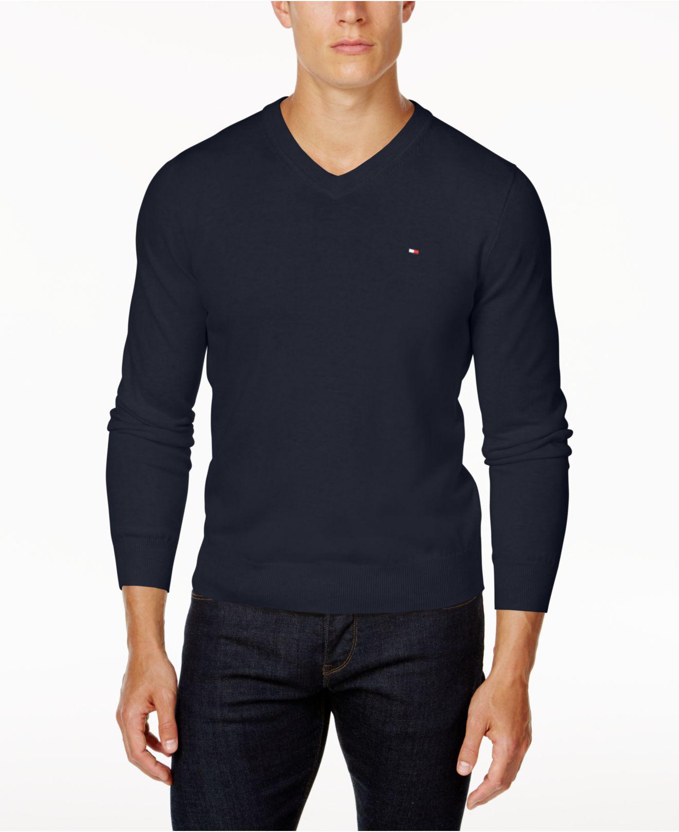 Tommy Hilfiger Signature Solid V-neck Sweater, Created For Macy's in ...