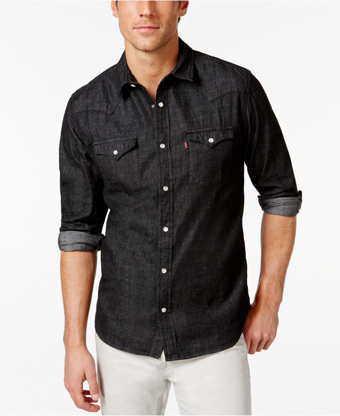 bereik Groene bonen Oppositie Levi's Standard Barstow Western Long-sleeve Denim Shirt in Black for Men |  Lyst
