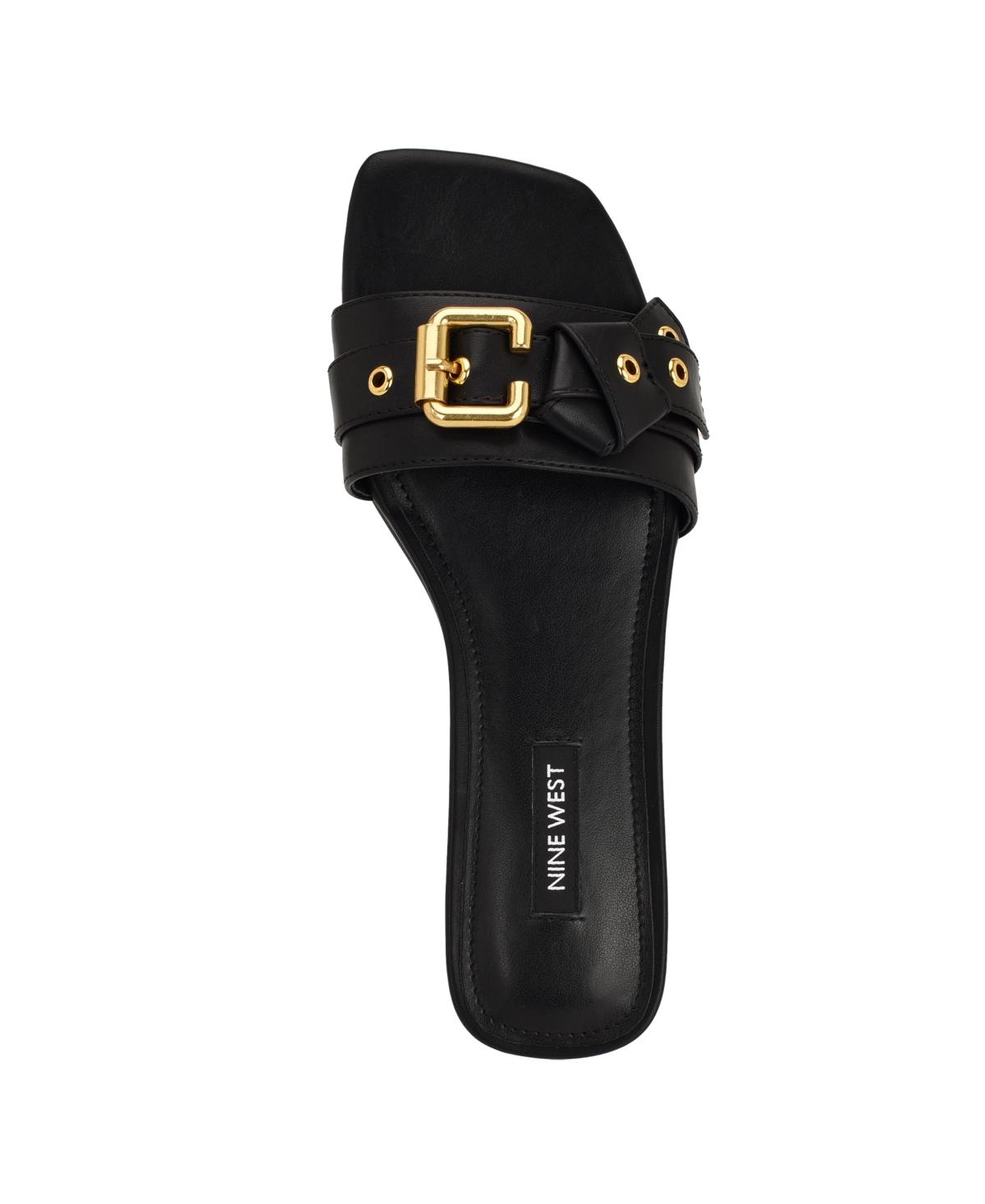【NINE WEST】Dynasti エンブレス フラットサンダル Dynasti Embellished Flat Sandals – Nine West