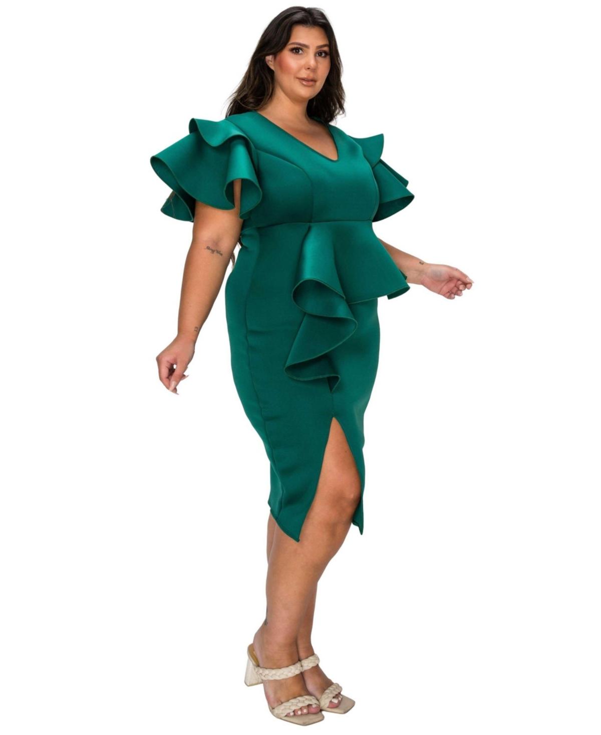 open lace back dress Shop Women's Green Colour blocked Extended Sleeves Peplum Dress| Showoffff