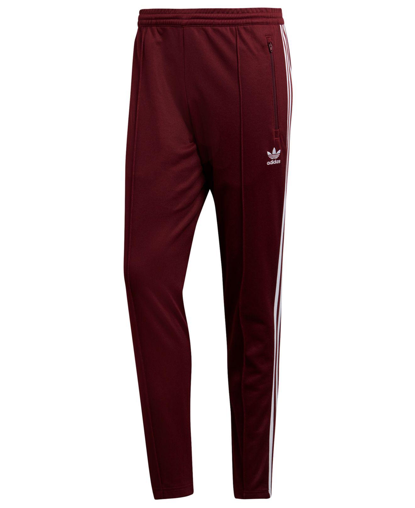 adidas Cotton Adicolor Beckenbauer Track Pants in Maroon (Red) for Men |  Lyst