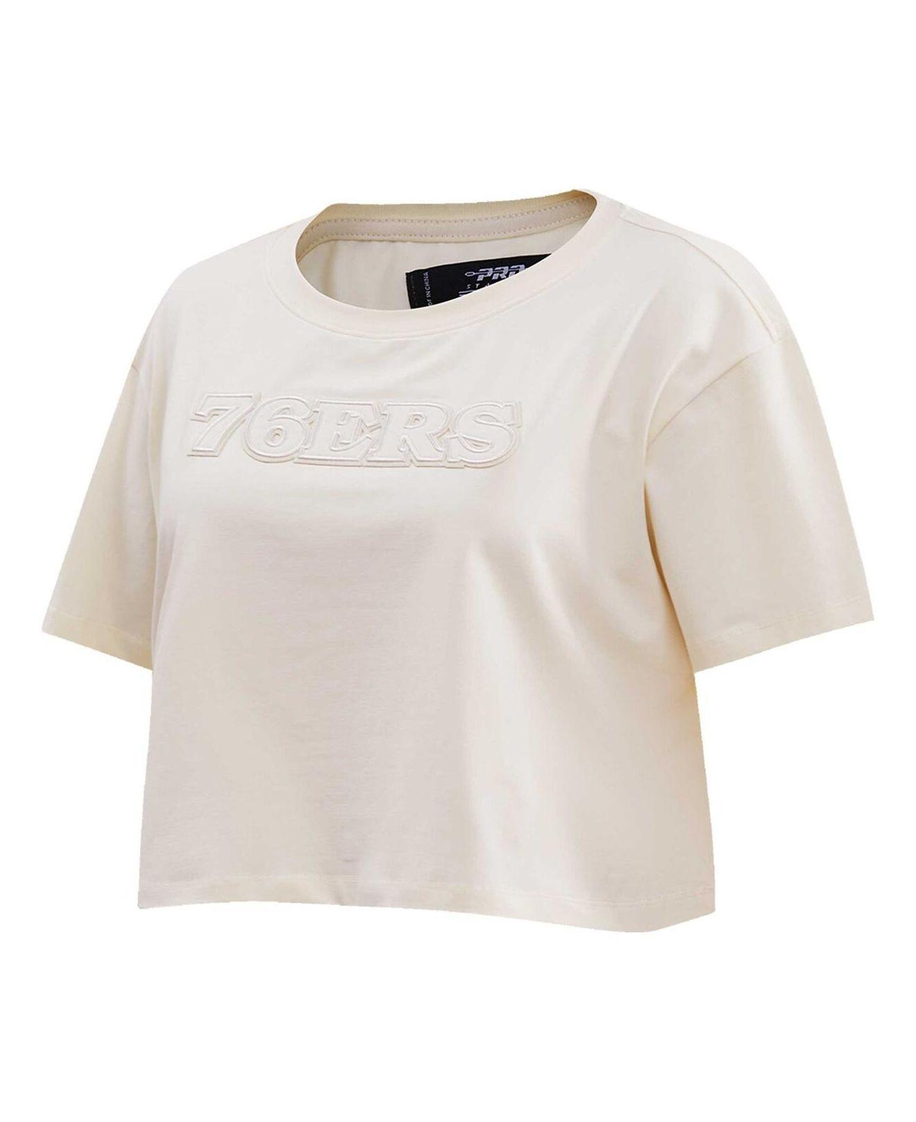 Women's Pro Standard Cream Philadelphia Eagles Retro Classic Boxy Cropped T- Shirt