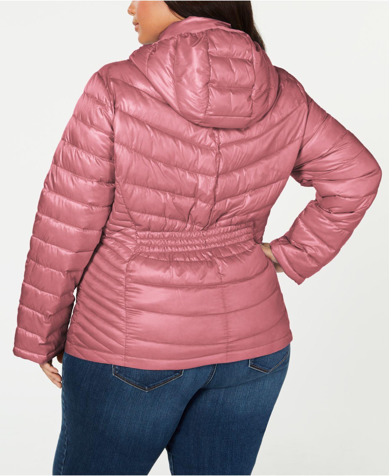 Calvin Klein Synthetic Plus Size Hooded Packable Down Puffer Coat in Pink |  Lyst