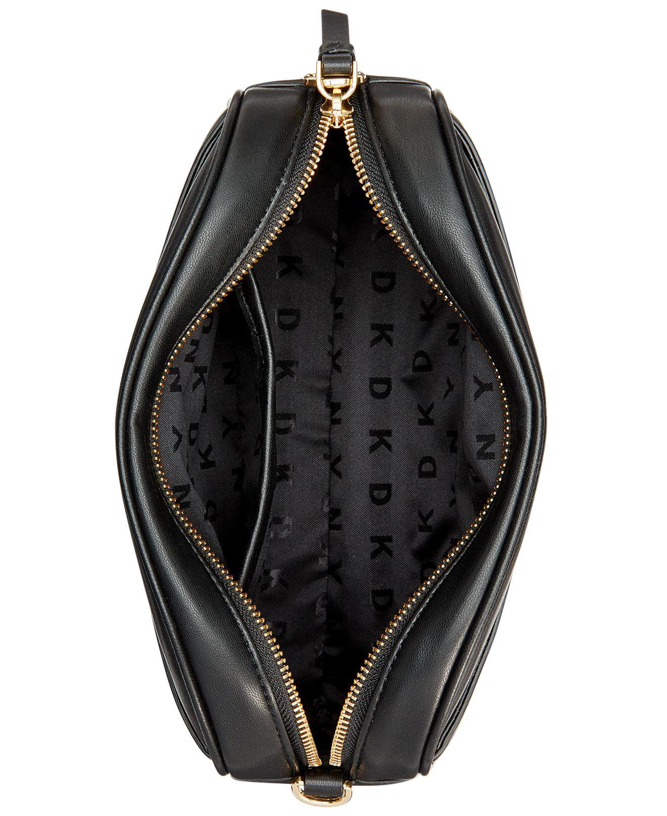 DKNY Tilly Logo Camera Bag Crossbody, Created For Macy's in Black/Gold