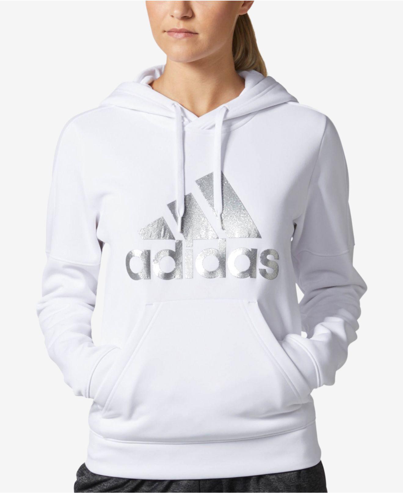 grey adidas hoodie with white logo