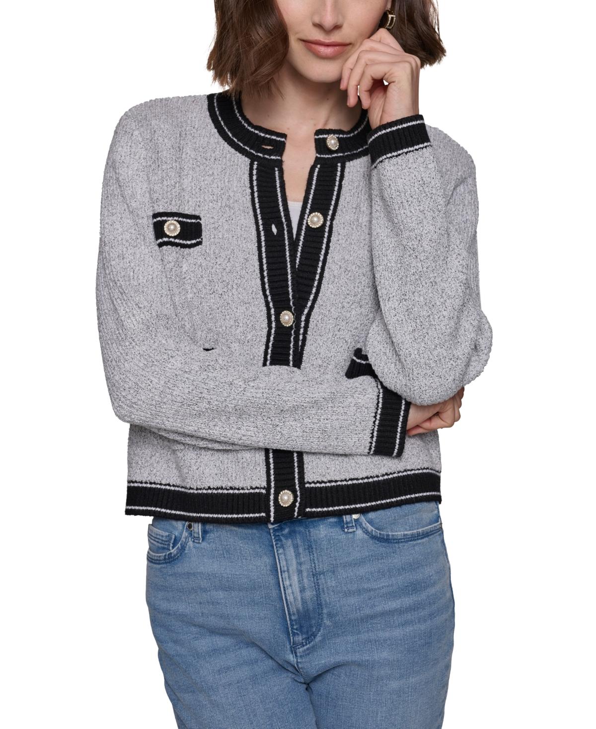 Karl Lagerfeld logo-print belt knit cardigan - White