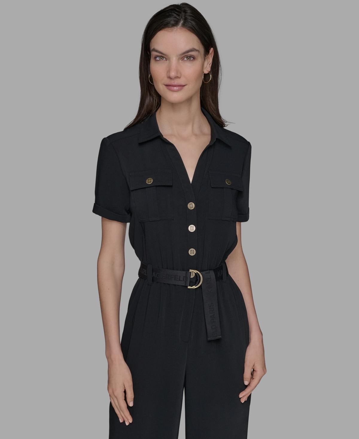 オールインワン・サロペット KARL LAGERFELD Women Jumpsuits 225W1304999 Black KARL LAGERFELD PARIS Women's Sleeveless Contrast-Trim