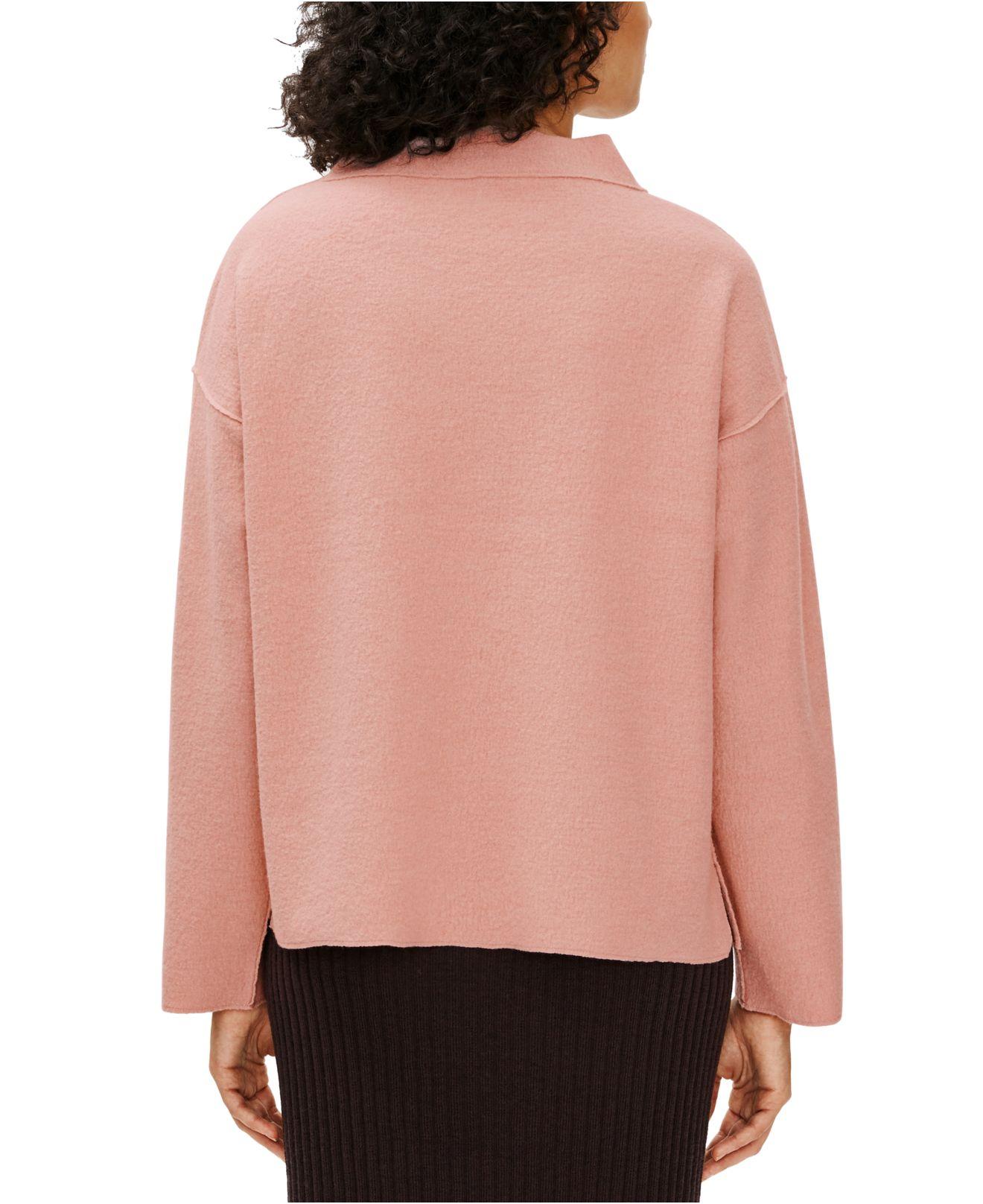 Eileen Fisher Wool Funnel-neck Sweater in Blush (Pink) - Lyst