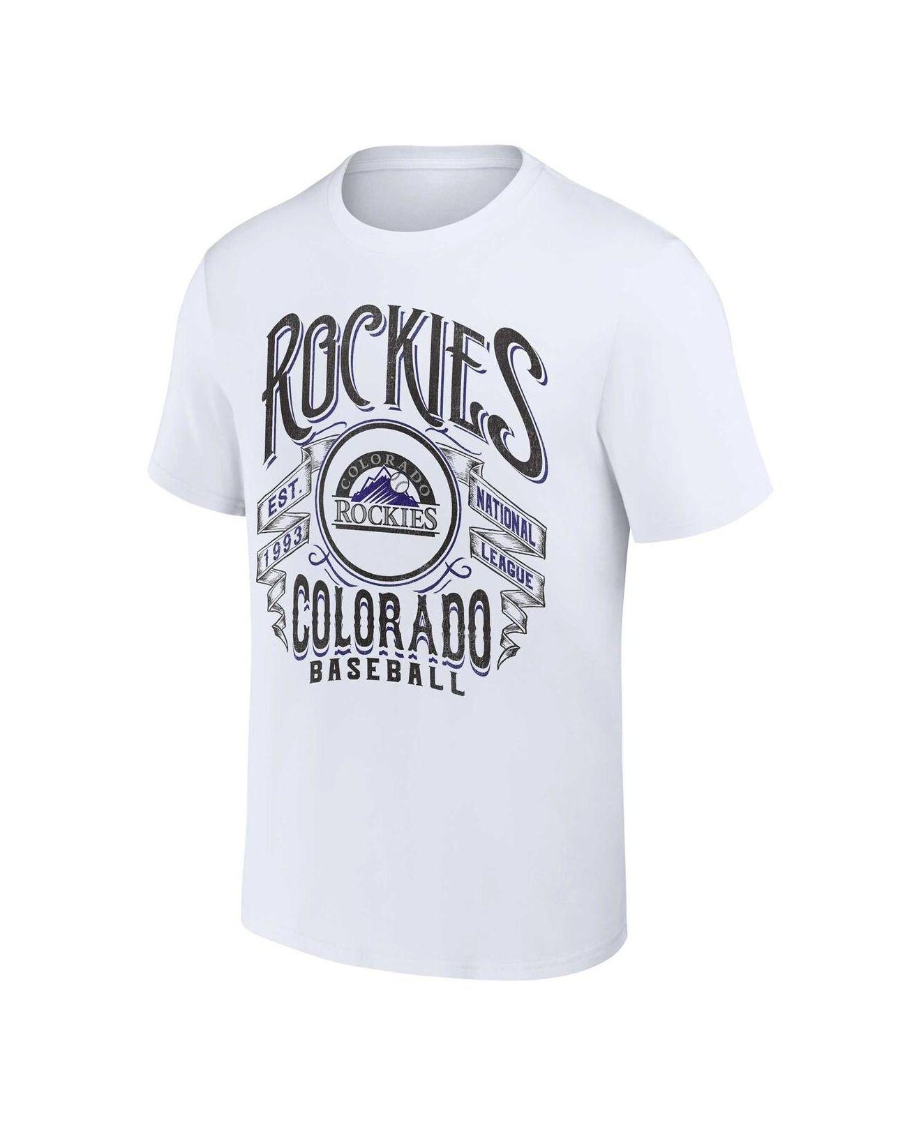 Men's Darius Rucker Collection by Fanatics White Colorado Rockies Distressed Rock T-Shirt Size: Large