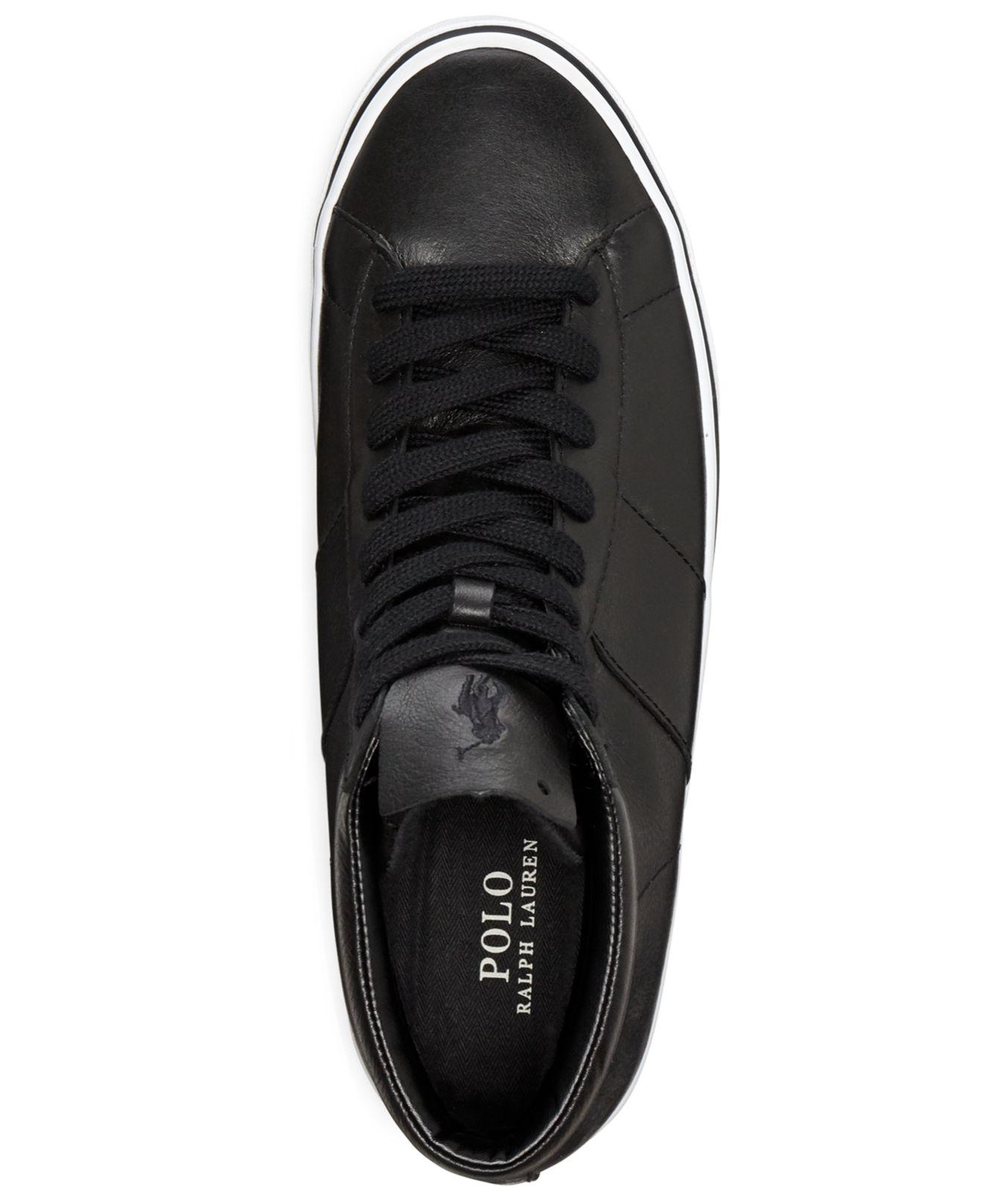 Polo Ralph Lauren Men's Shaw Leather High-top Sneakers in Black for Men -  Lyst
