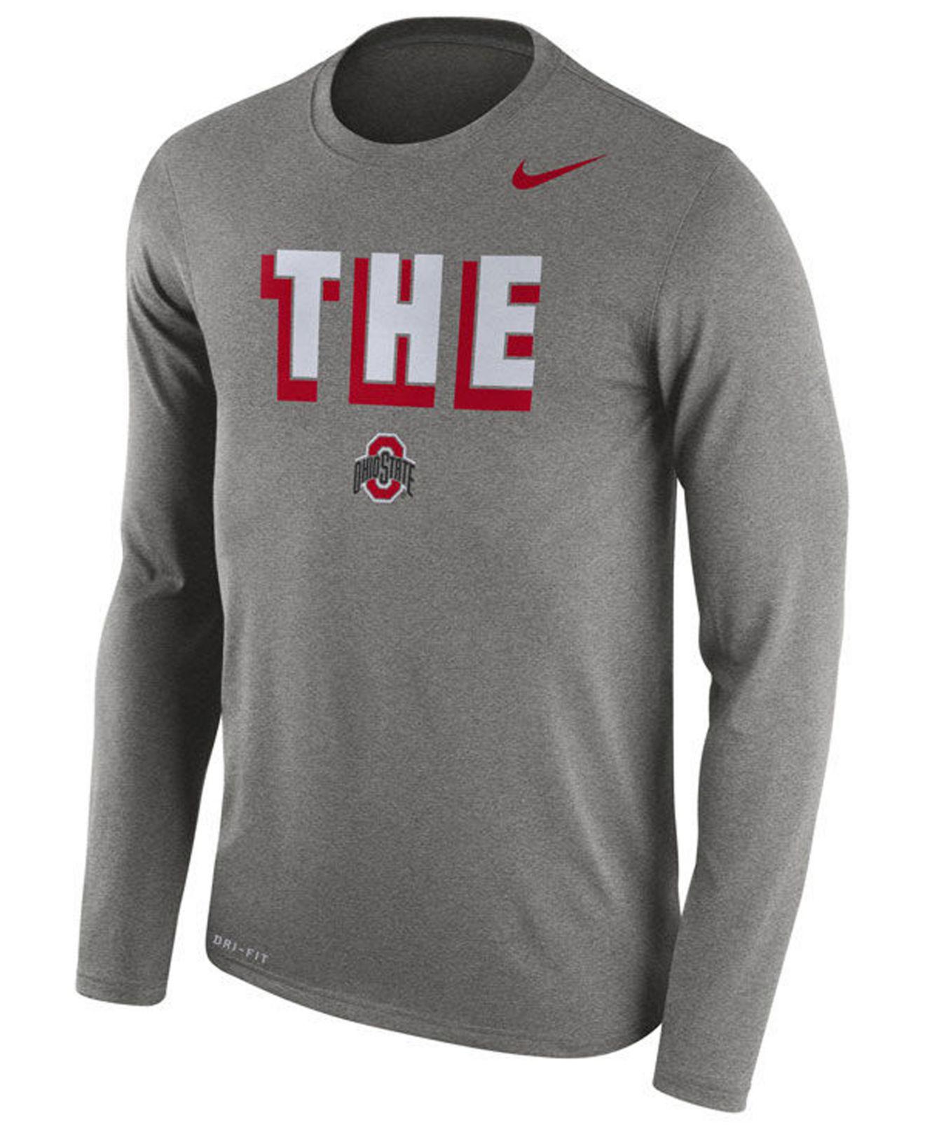 Nike Dri-fit College (ohio State) Men's Long Sleeve Top in Dark Grey ...