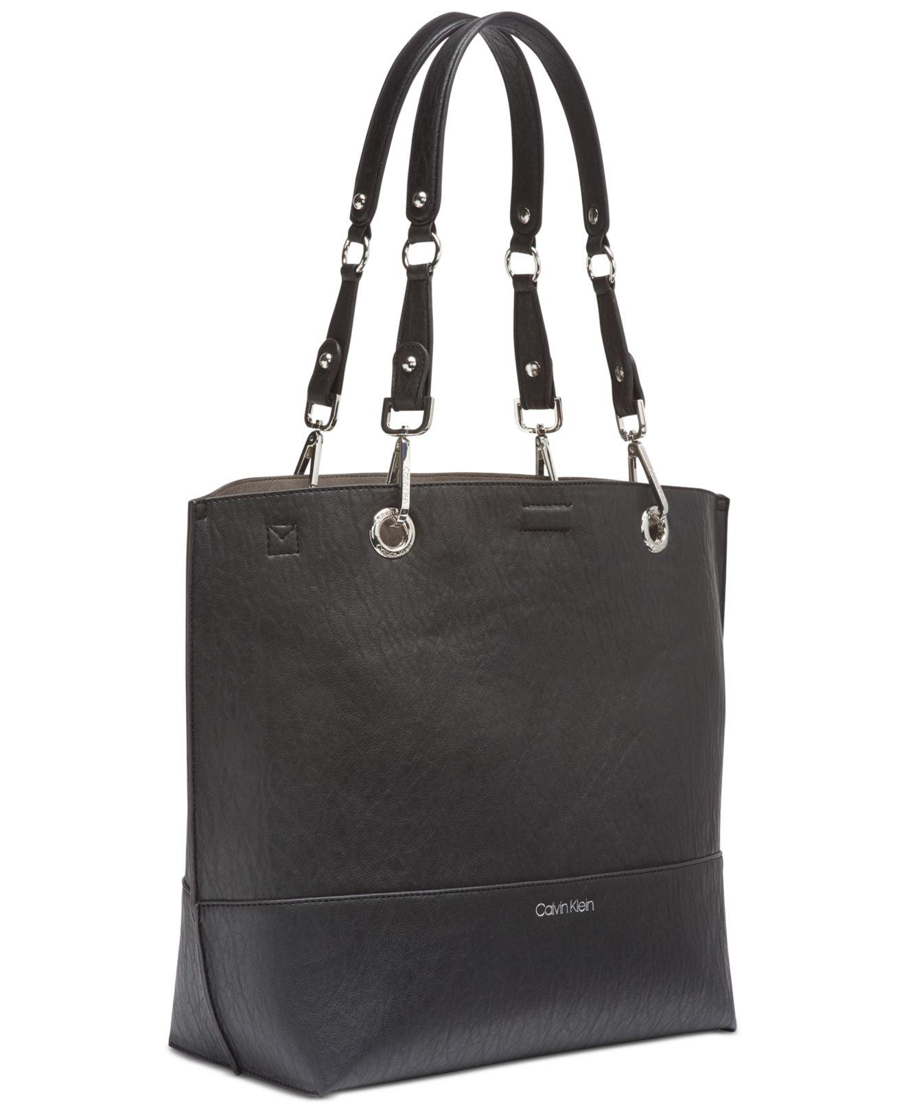 Calvin Klein Sonoma Reversible Tote With Pouch in Black/Silver (Black) |  Lyst
