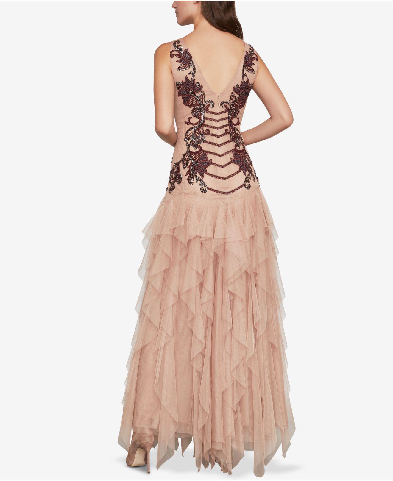 bcbgmaxazria embroidered tulle gown