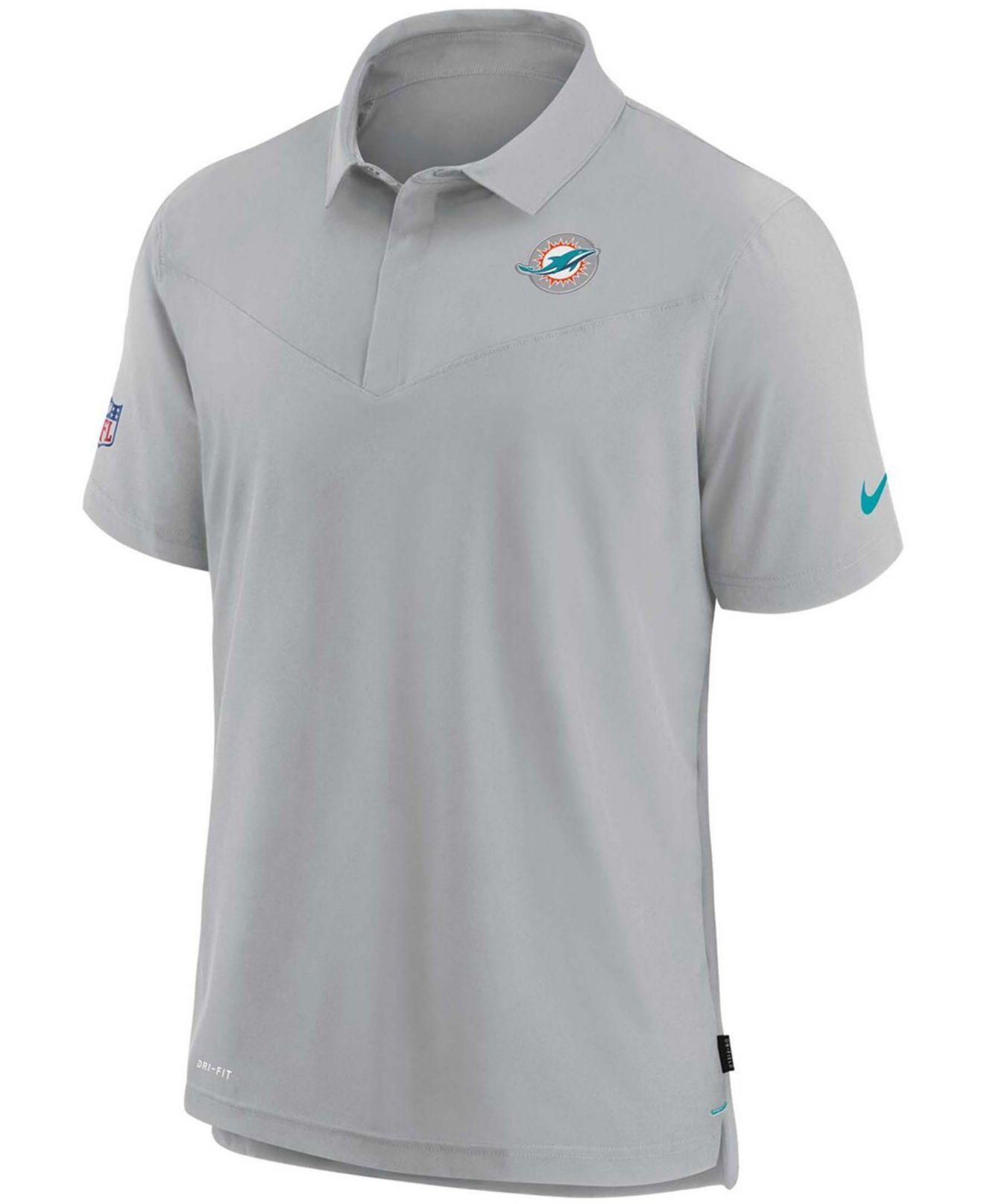 Nike Synthetic Gray Miami Dolphins Sideline Uv Performance Polo Shirt for  Men | Lyst