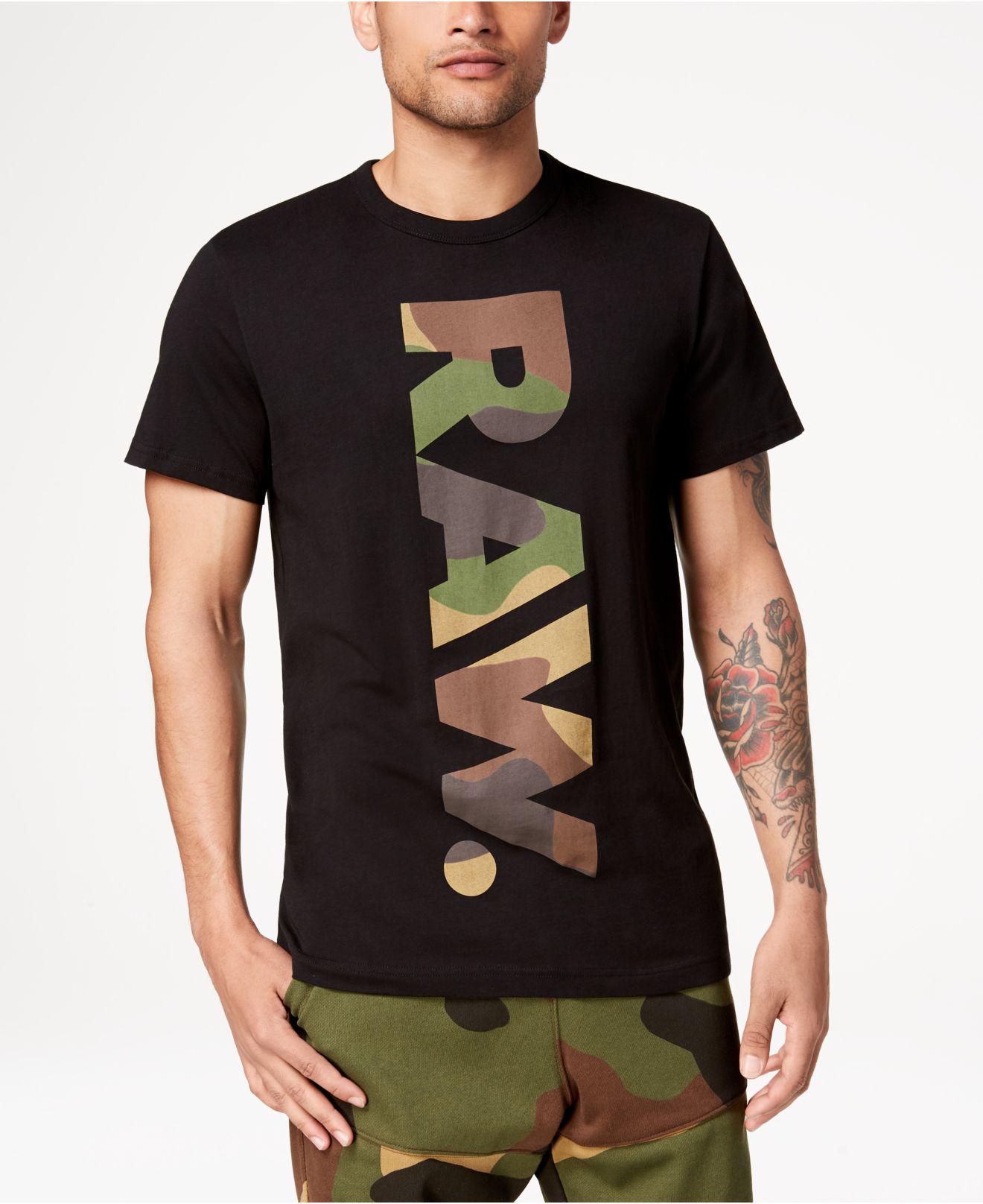 G-Star RAW Cotton Daba Camouflage Logo-print T-shirt in Dark Black (Black)  for Men - Lyst