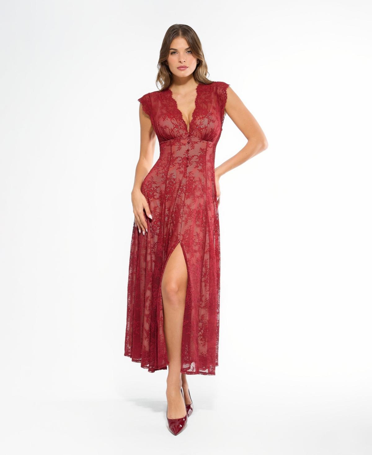 popilush red dress Sleeveless Mock Neck Shapewear Maxi | Slimming Dress