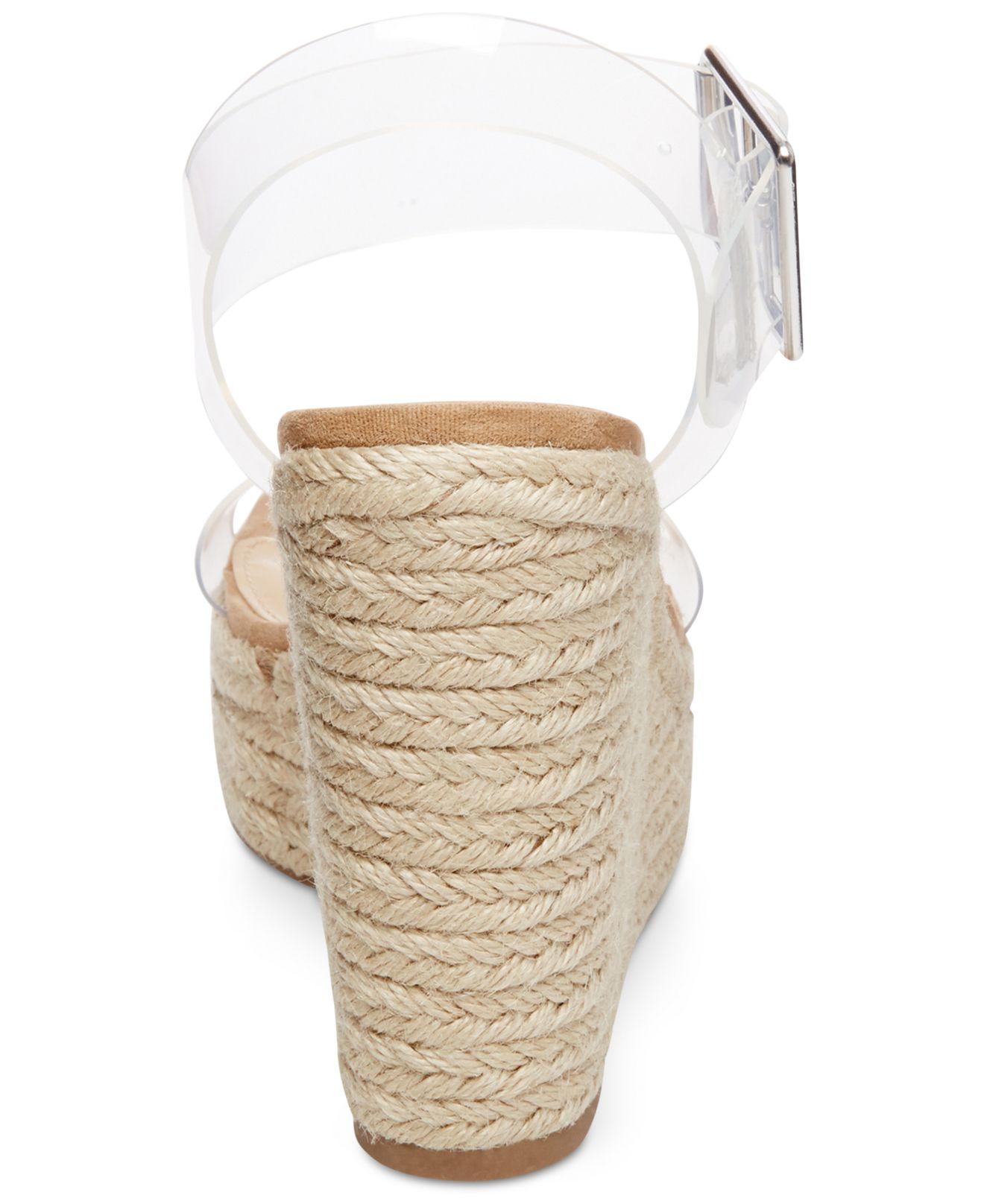 steve madden splash translucent platform wedge espadrilles