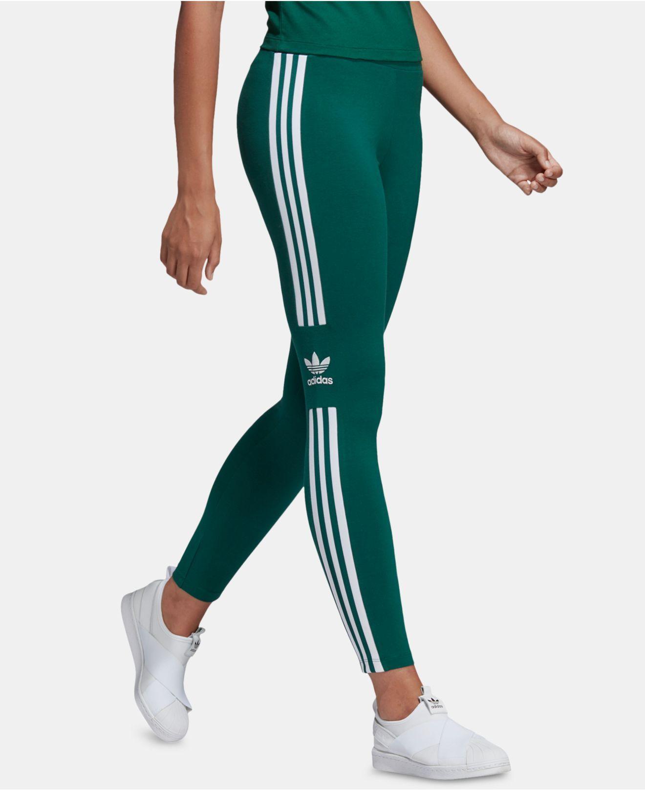 Lyst - adidas Originals Adicolor Three-stripe Leggings in Green