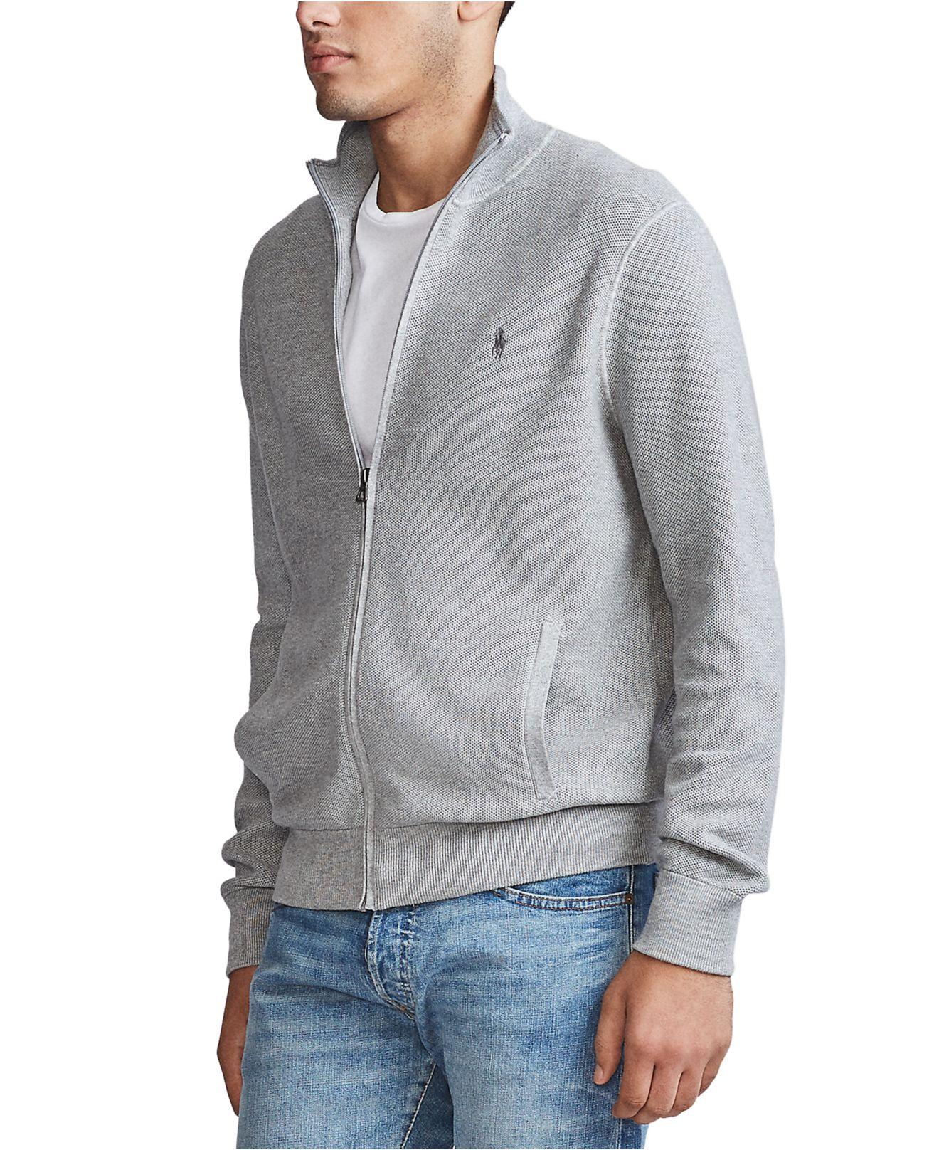 Polo Ralph Lauren Cotton Fullzip Sweater in Gray for Men Lyst