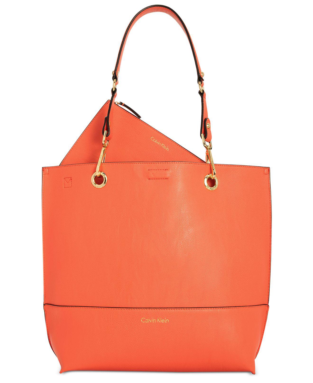 Calvin Klein Sonoma Reversible Novelty Tote With Pouch in Orange | Lyst