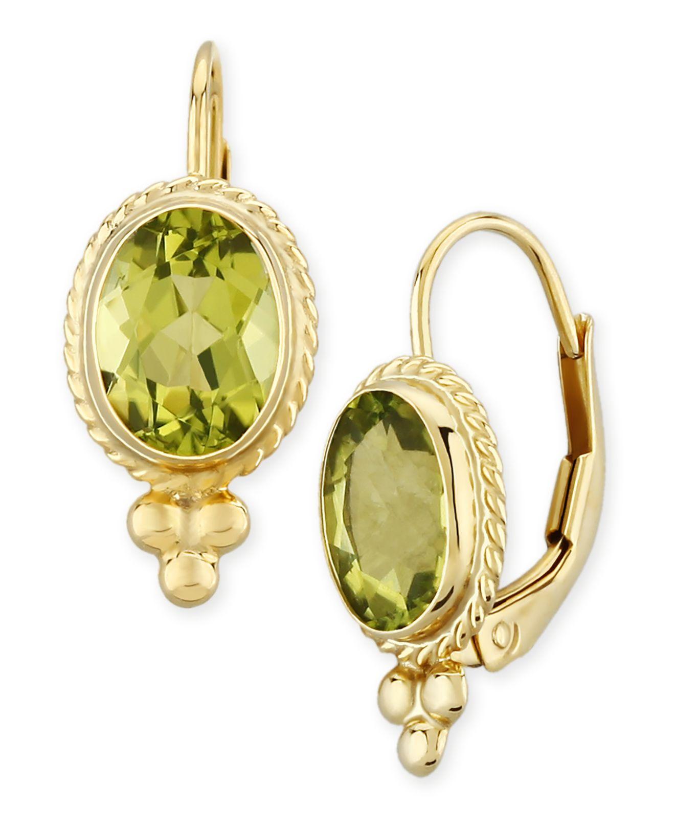 Macy's Gemstone Twist Gallery Drop Earring In 14k Yellow Gold Available ...