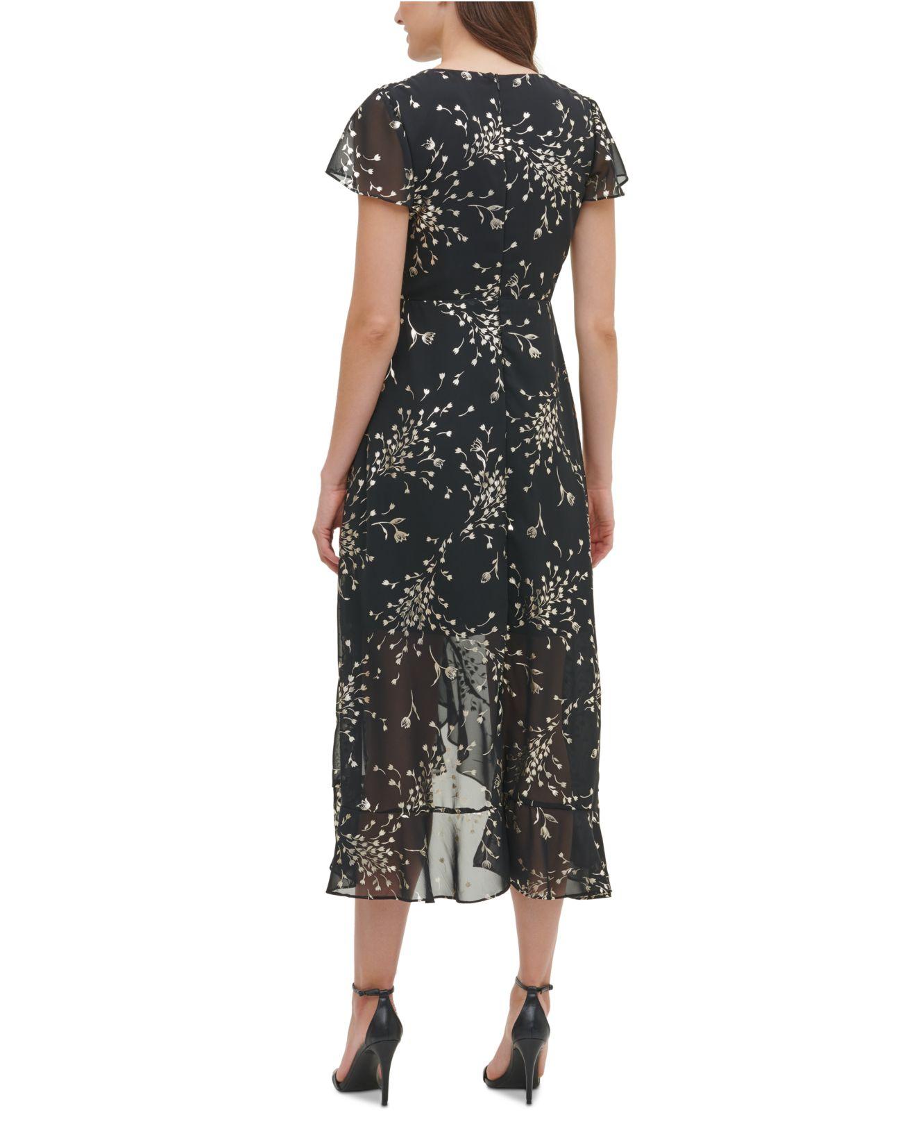 Kensie Foil-print Chiffon High-low Maxi 