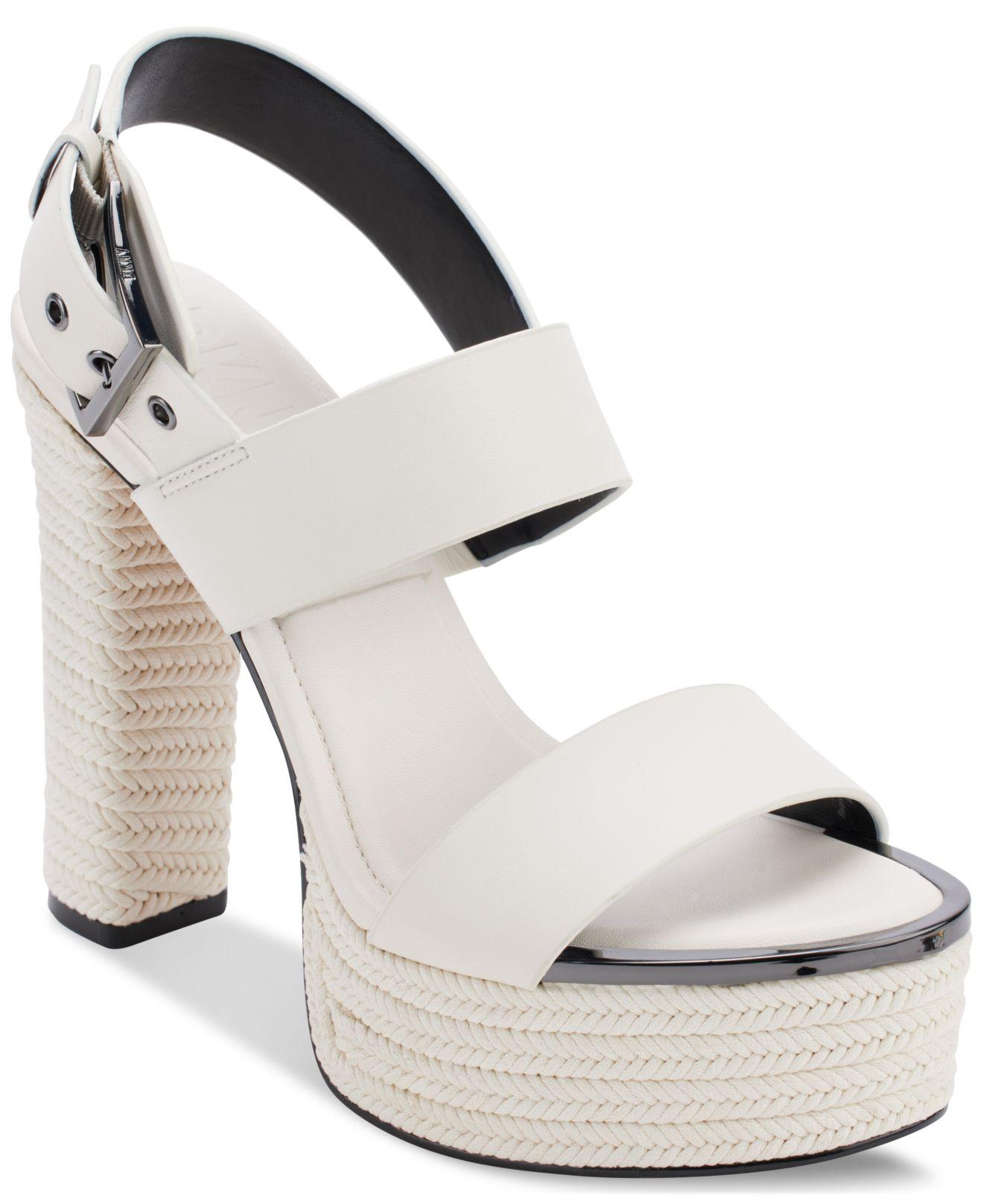 DKNY Yadira Ankle-strap Slingback Platform Sandals in White | Lyst