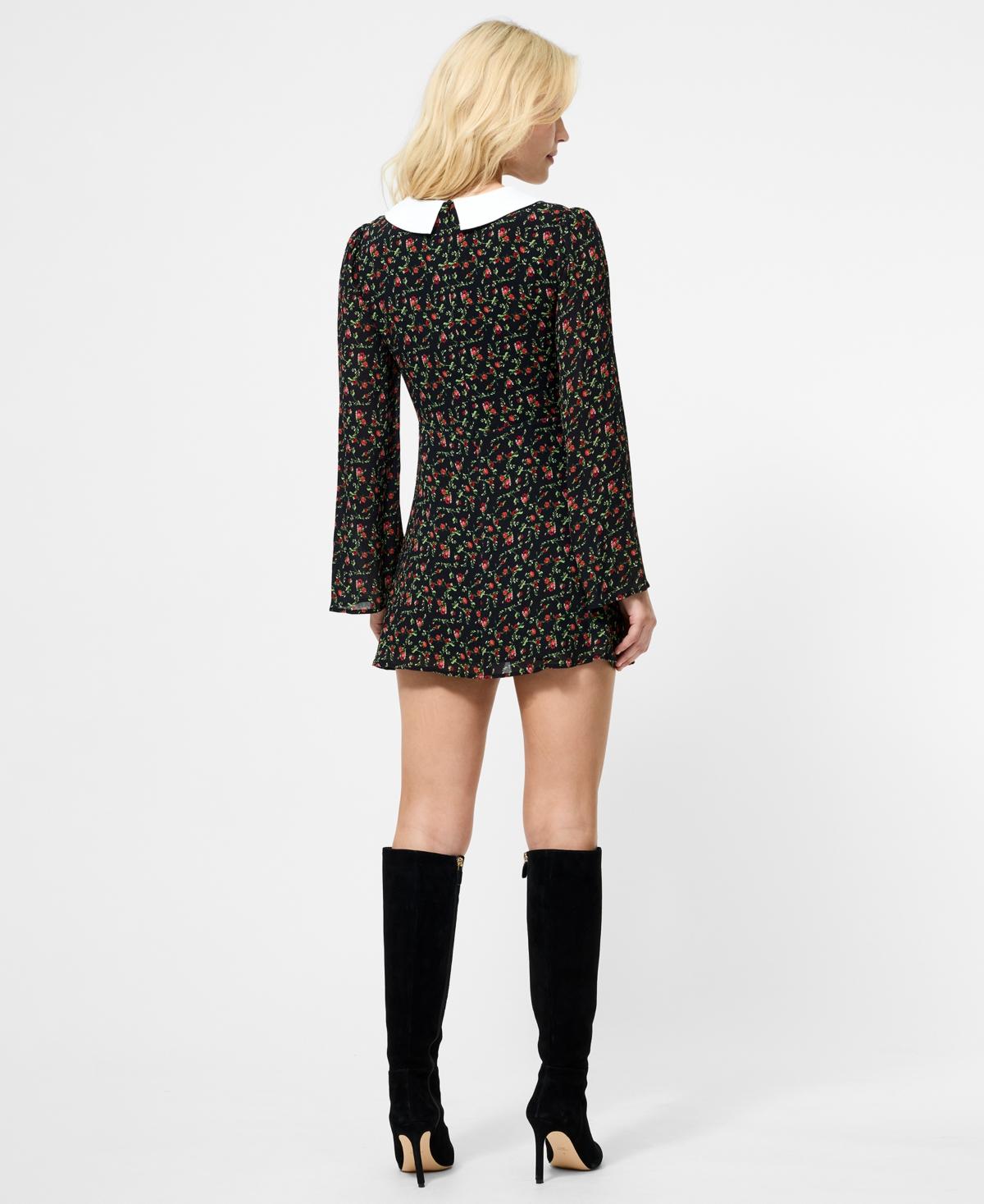 French Connection Printed Long Sleeve Mini Dress in Black | Lyst