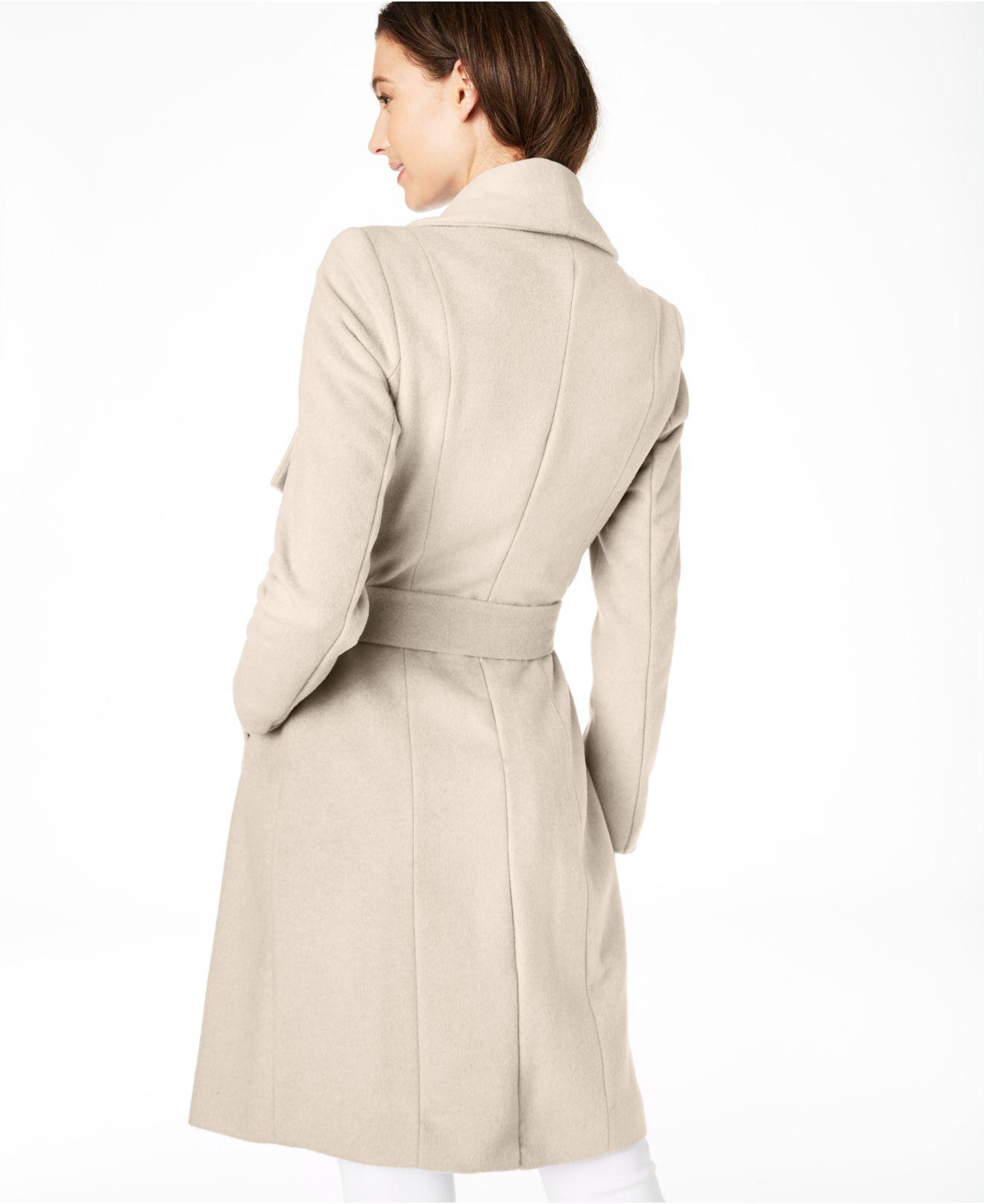 Cole Haan Wool Wrap Coat in Bone (Natural) - Save 44% | Lyst