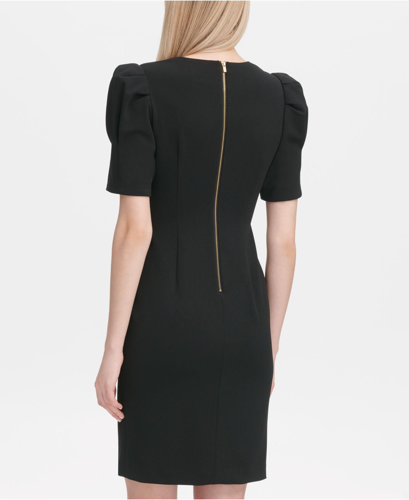 Calvin Klein Puff - Sleeve Dress in Black | Lyst