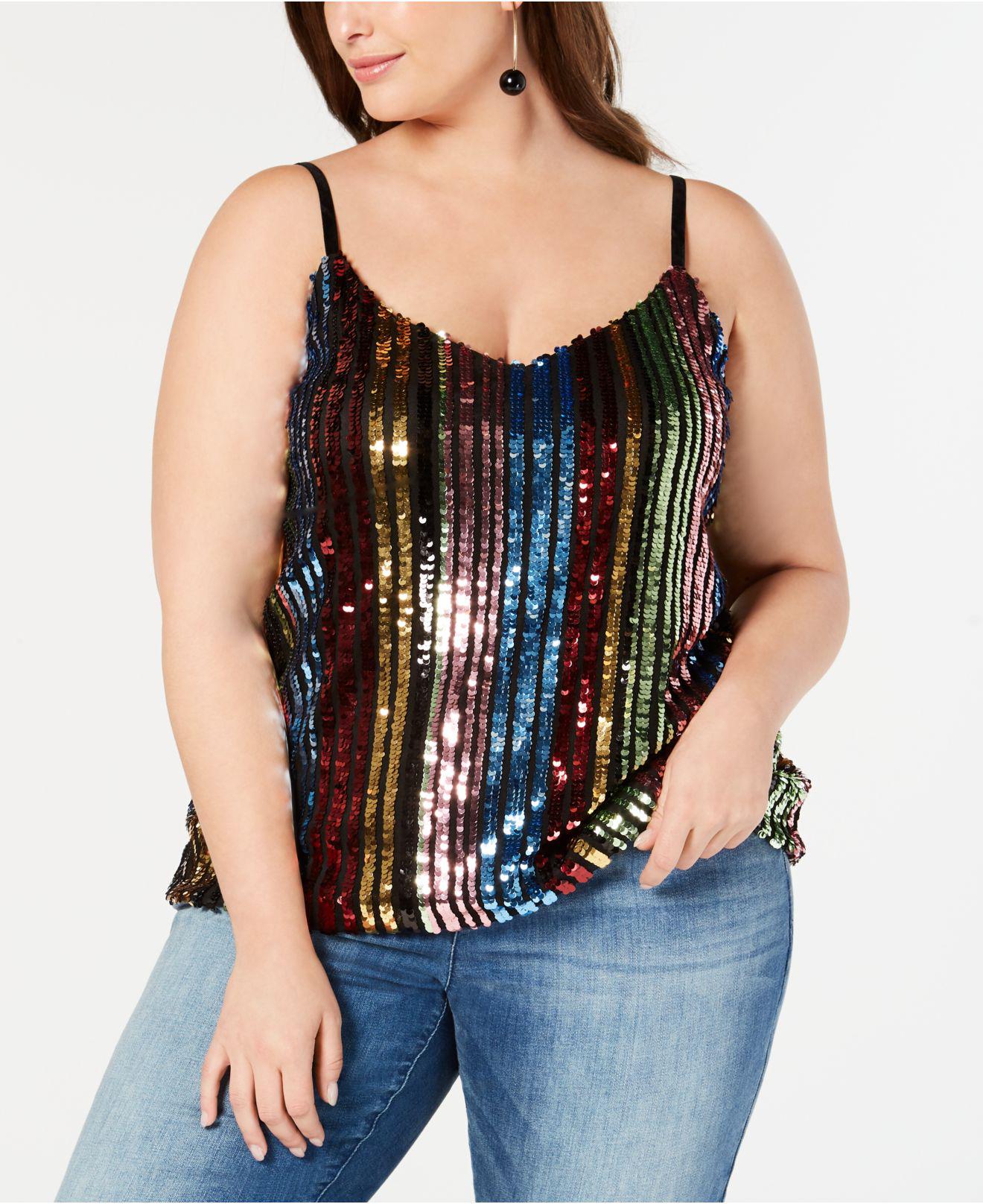 rainbow sequin top plus size