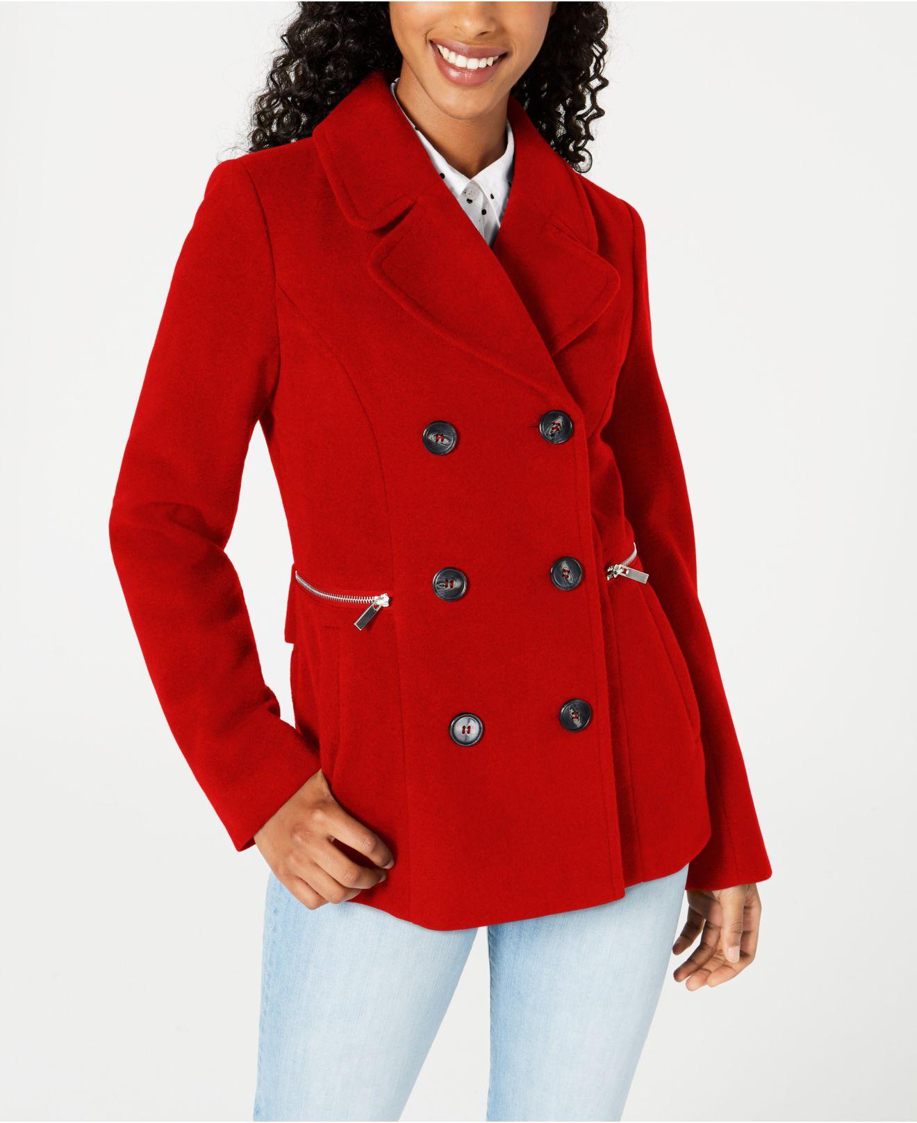 Maralyn /& Me Womens Woven Wool Blend Peacoat