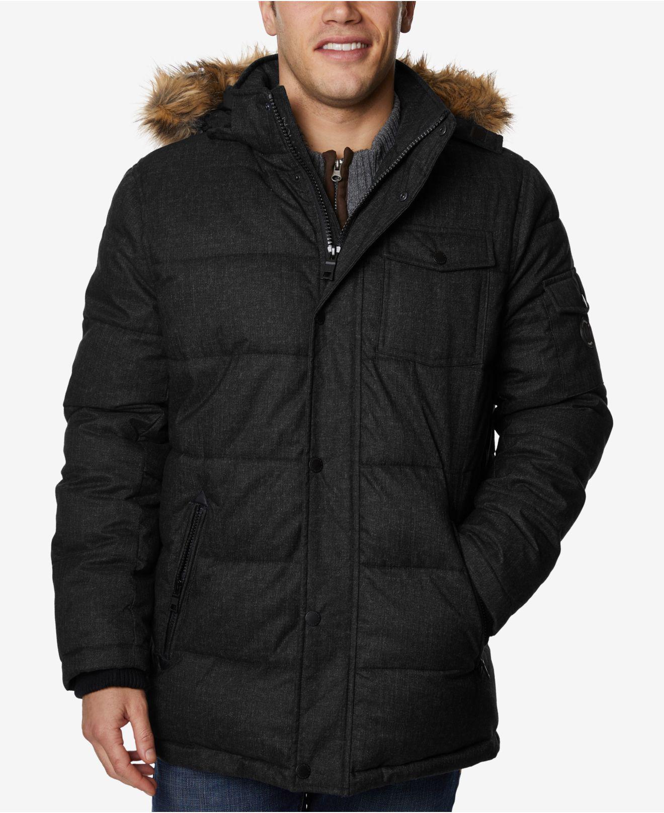 Nautica Quilted Hooded Parka in Black Print (Black) for Men - Lyst