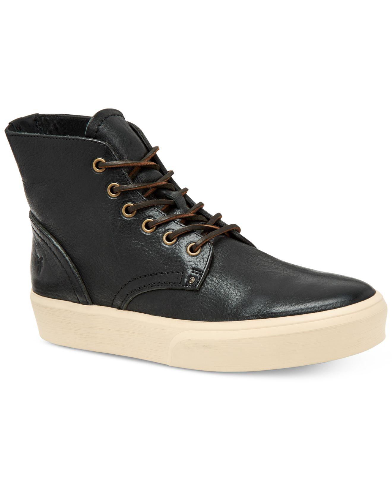 Frye Beacon High-top Leather Lace Up Sneakers in Black - Lyst