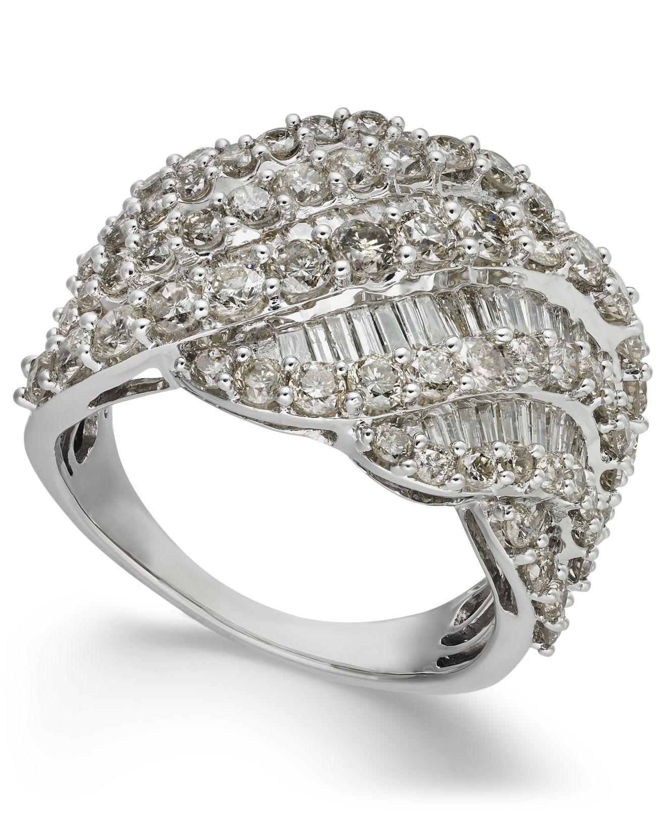 Macy's Diamond Cluster Statement Ring (3 Ct. T.w.) In 14k White Gold in