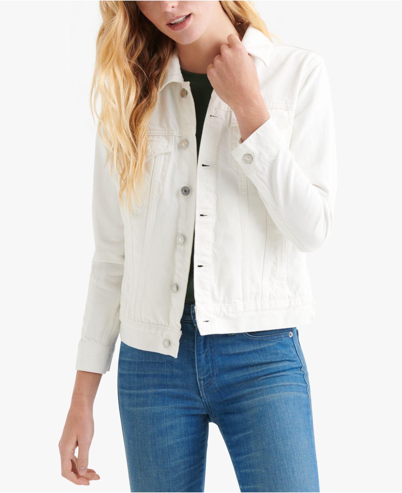 Lucky Brand Cotton Denim Trucker Jacket in White Lyst