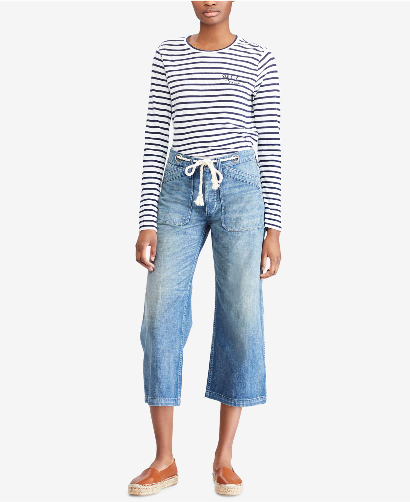 Polo Ralph Lauren Wide-leg Crop Jean in Blue | Lyst